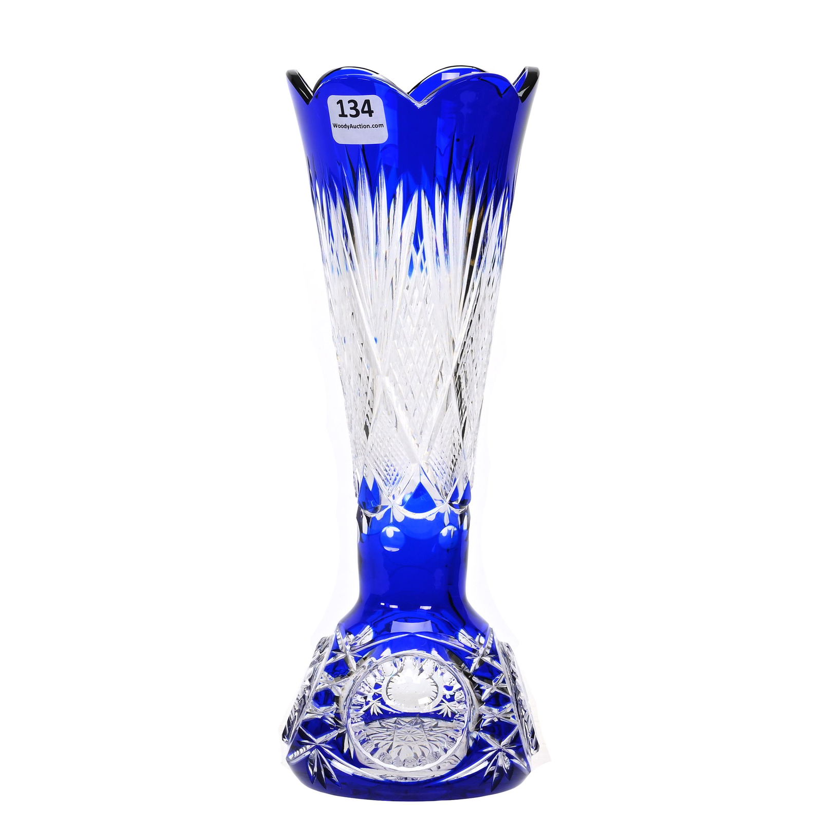 Paperweight Vase, BPCG, Cobalt Blue Cut To Clear (1 of 3)