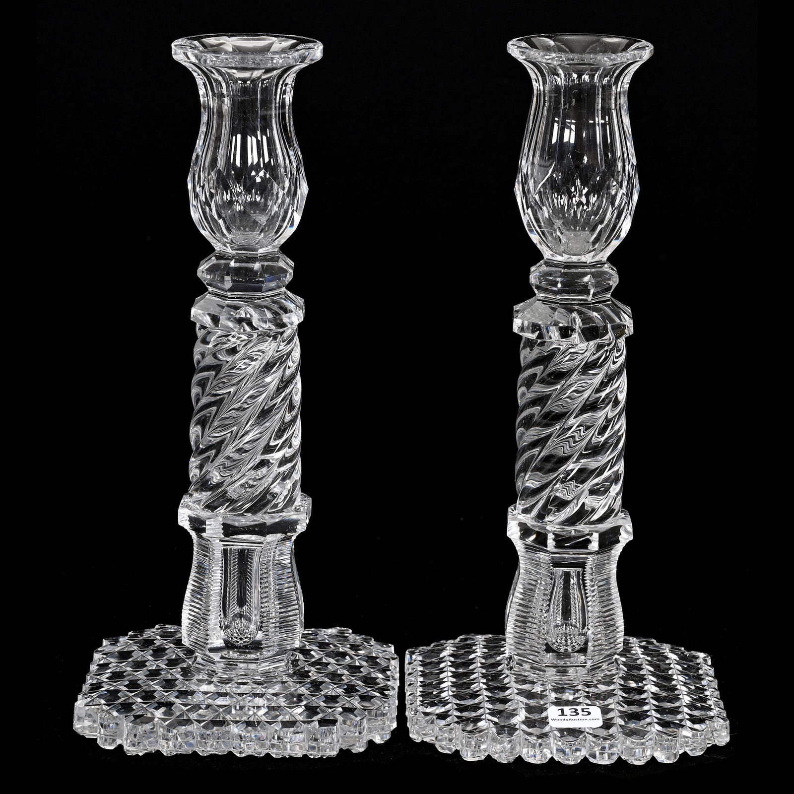 Pair Candlesticks, American Brilliant Cut Glass (1 of 6)