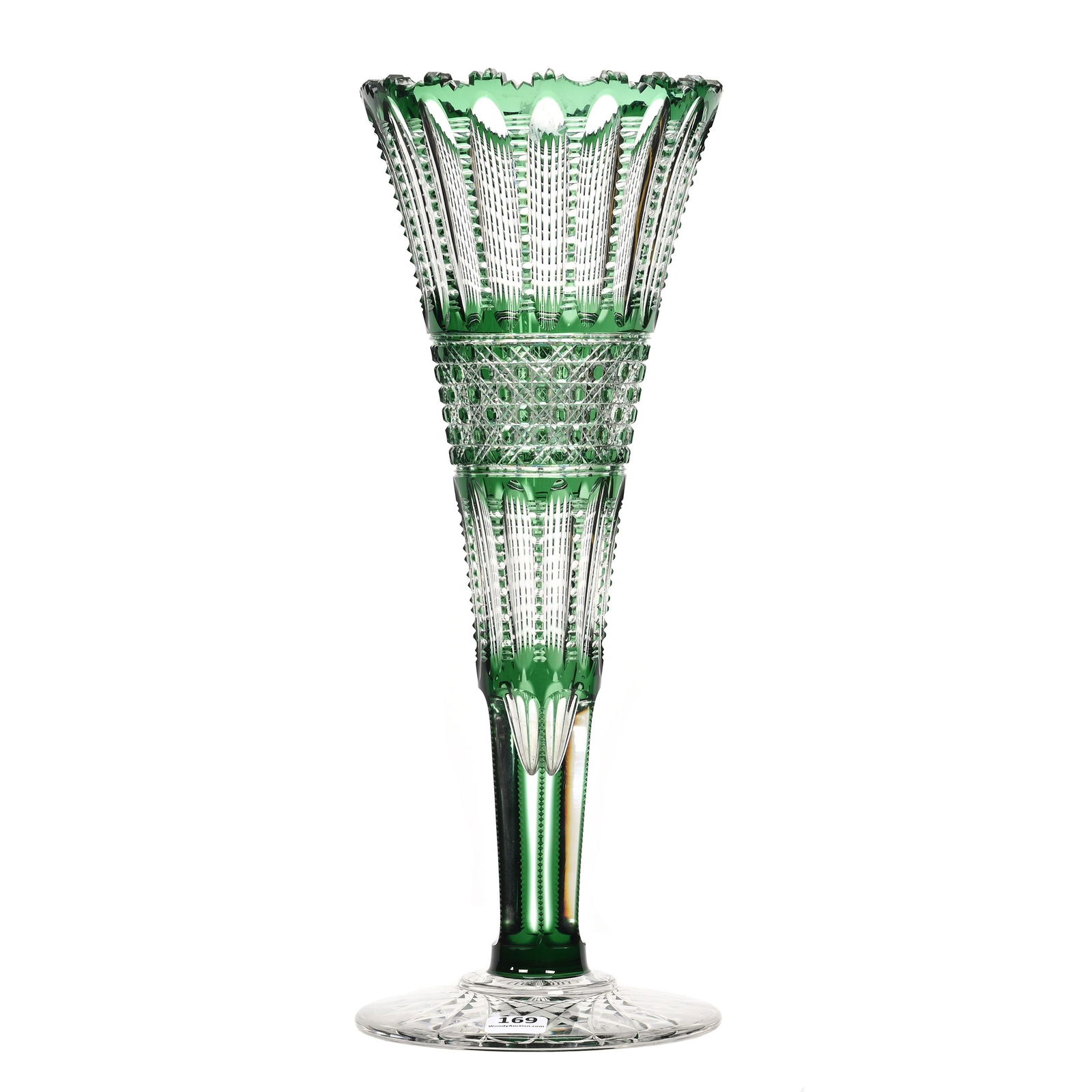 Trumpet Vase, ABCG, Emerald Green Cut To Clear (1 of 3)