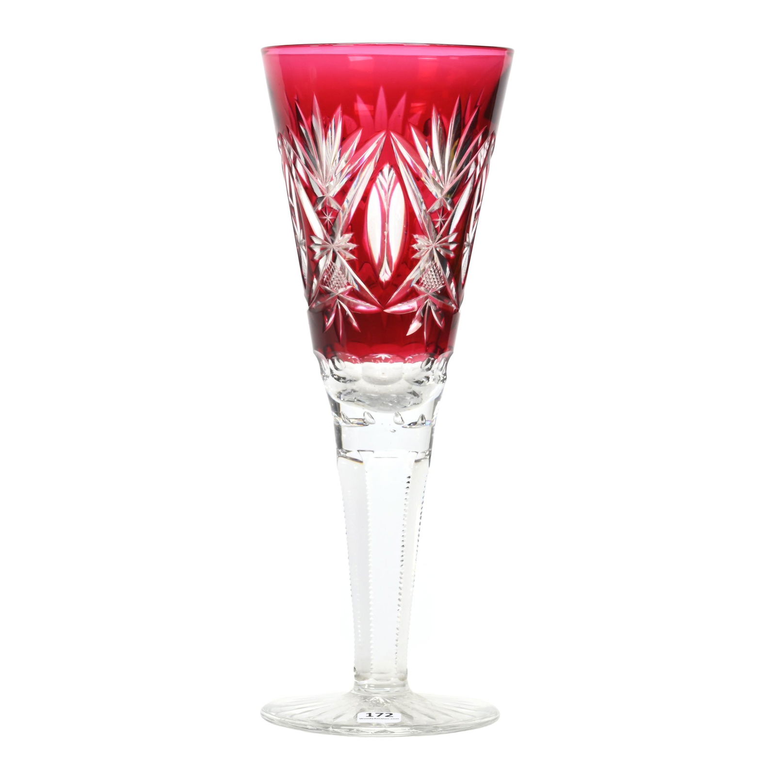 Trumpet Vase, BPCG, Cranberry Cut To Clear (1 of 3)