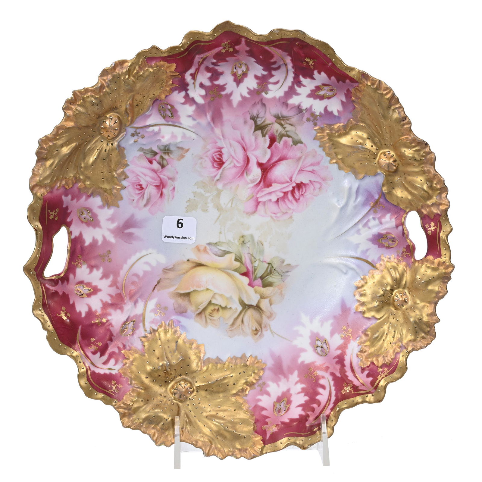 Cake Plate Marked R.S. Prussia, Carnation Mold (1 of 2)