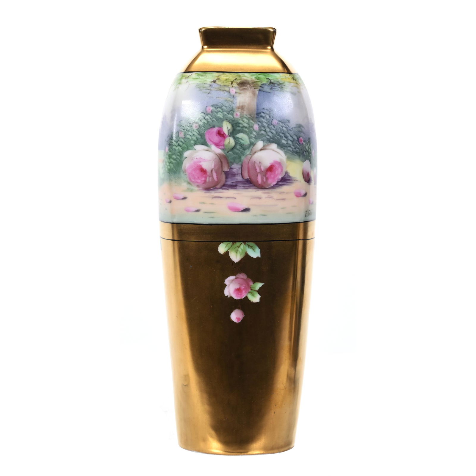 Vase Marked Pickard, Deserted Garden With Roses (1 of 4)