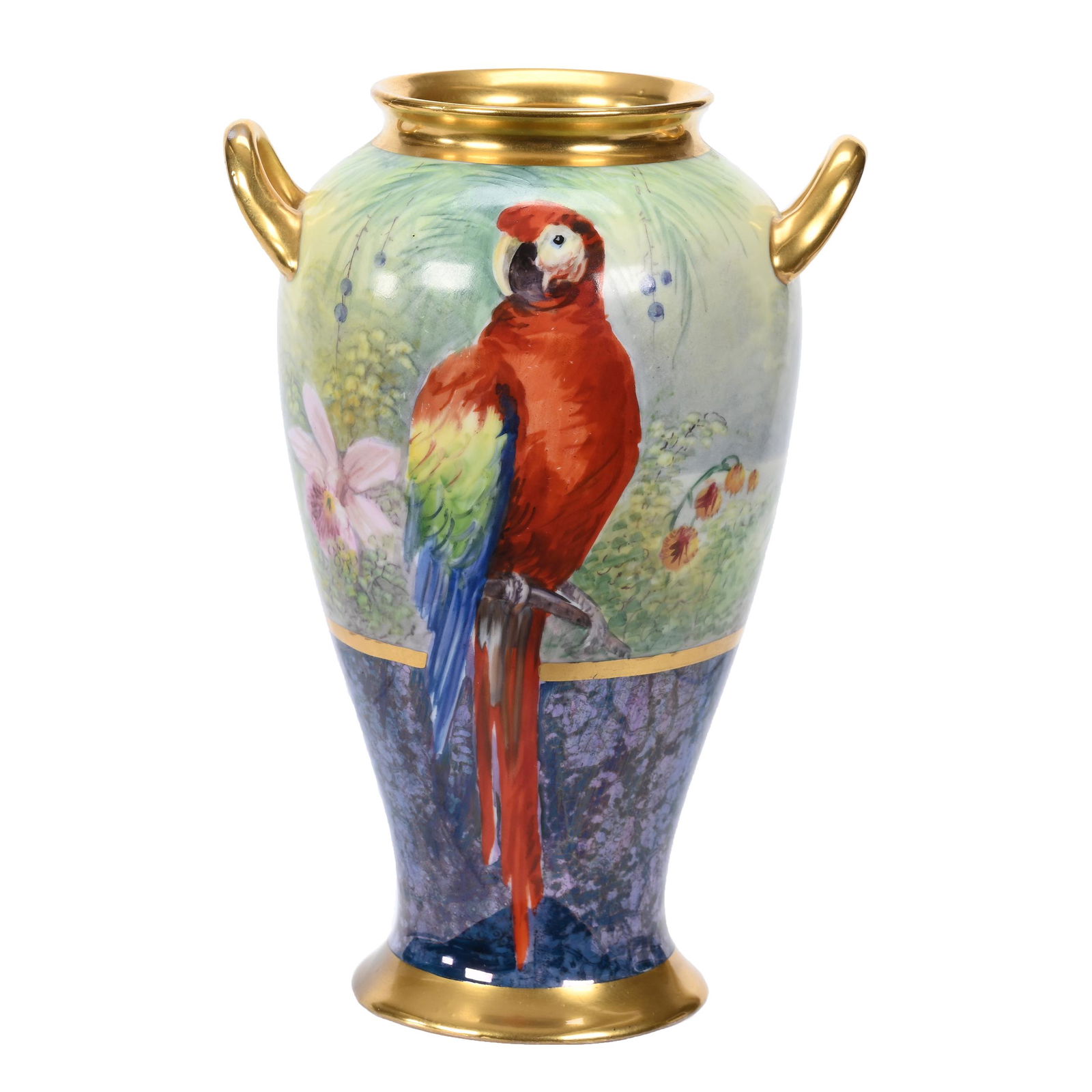 Vase Marked Pickard, Two Handles, Parrot Decor (1 of 5)
