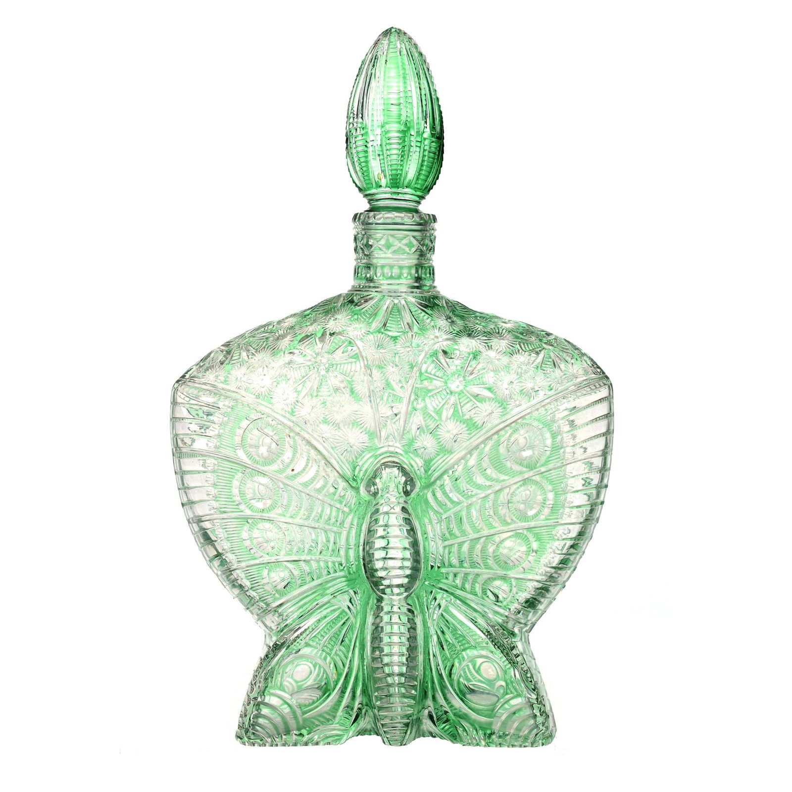 Decanter, Green Cut To Clear By Stevens & Williams (1 of 4)