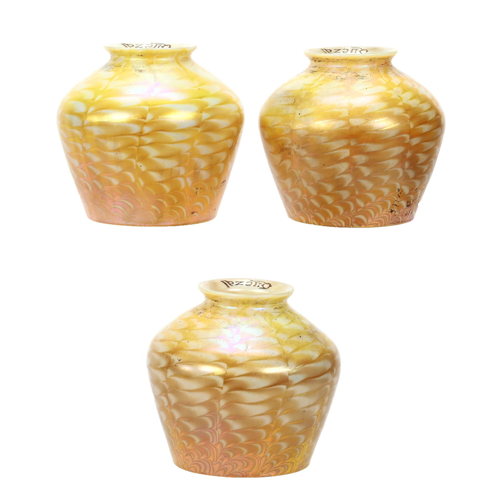 (3) Light Shades Marked Quezal Art Glass (1 of 6)