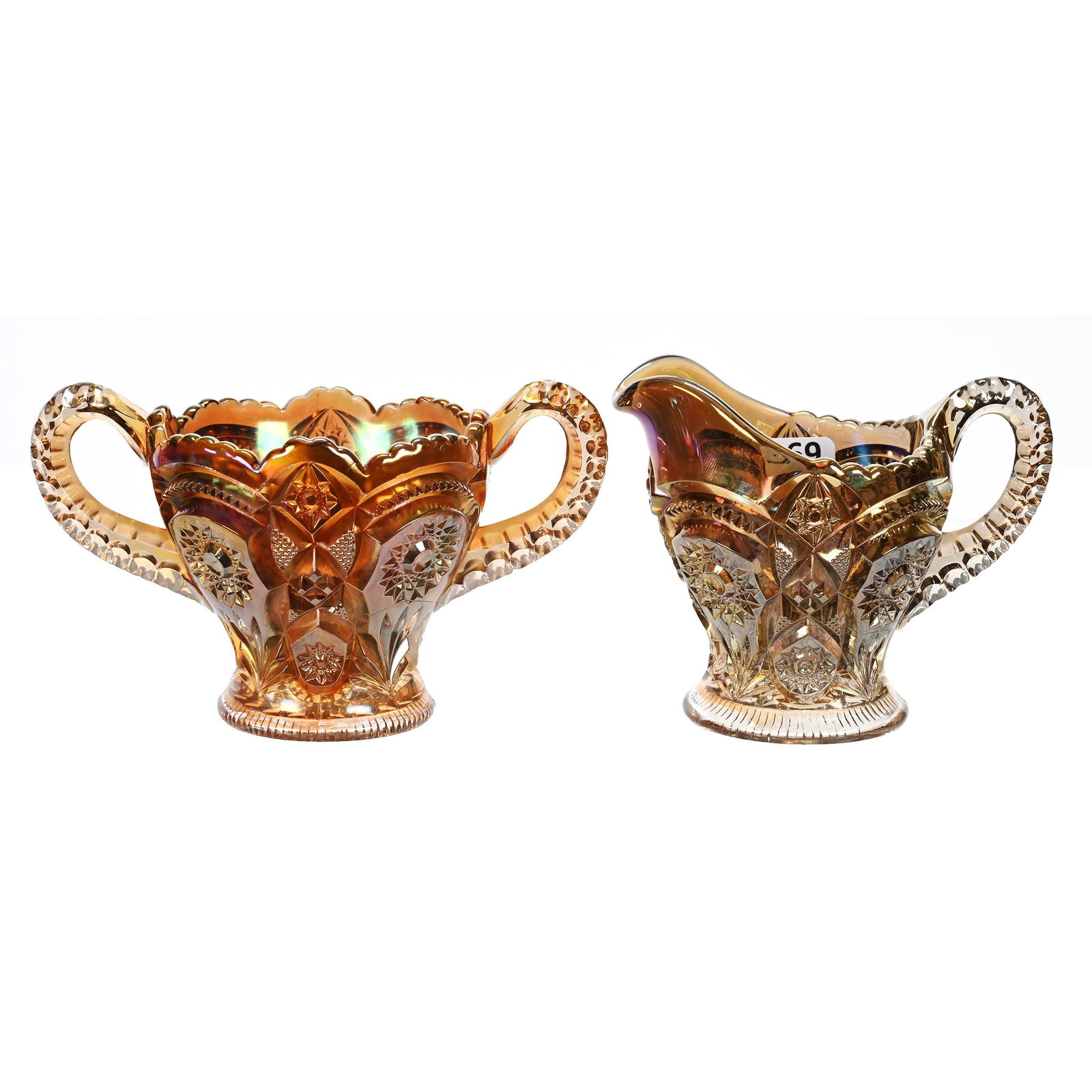 Creamer & Sugar, Carnival Glass (1 of 3)