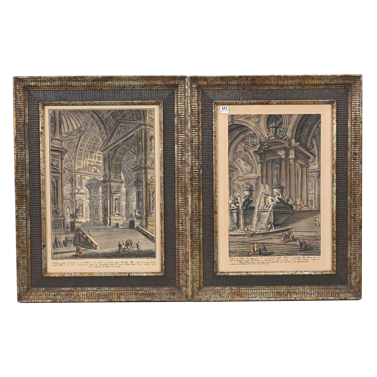 Hand Colred Engravings, Set Of Two By Piranesi (1 of 5)