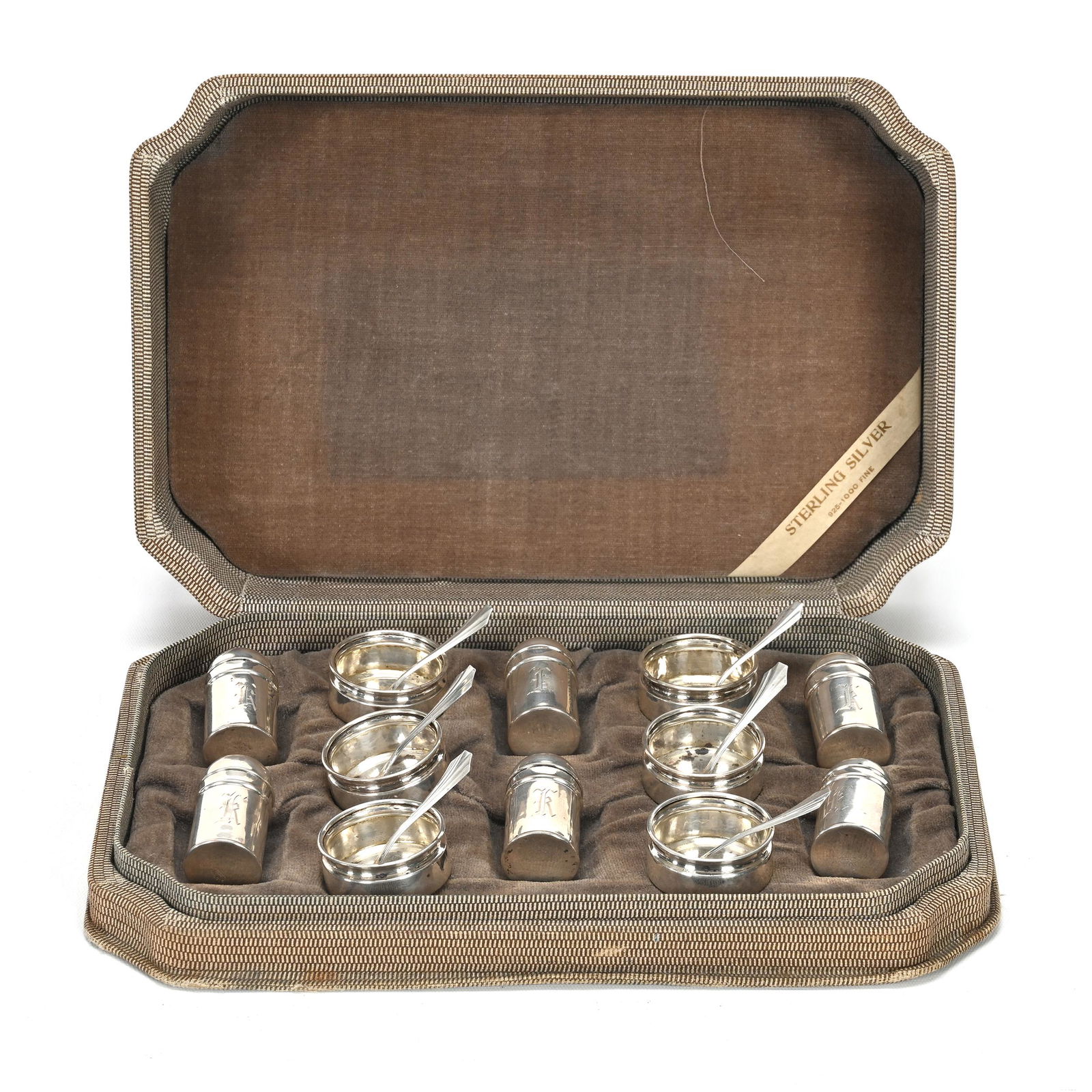 Sterling Silver Salts & Peppers In Case, Set Of (18) (1 of 4)