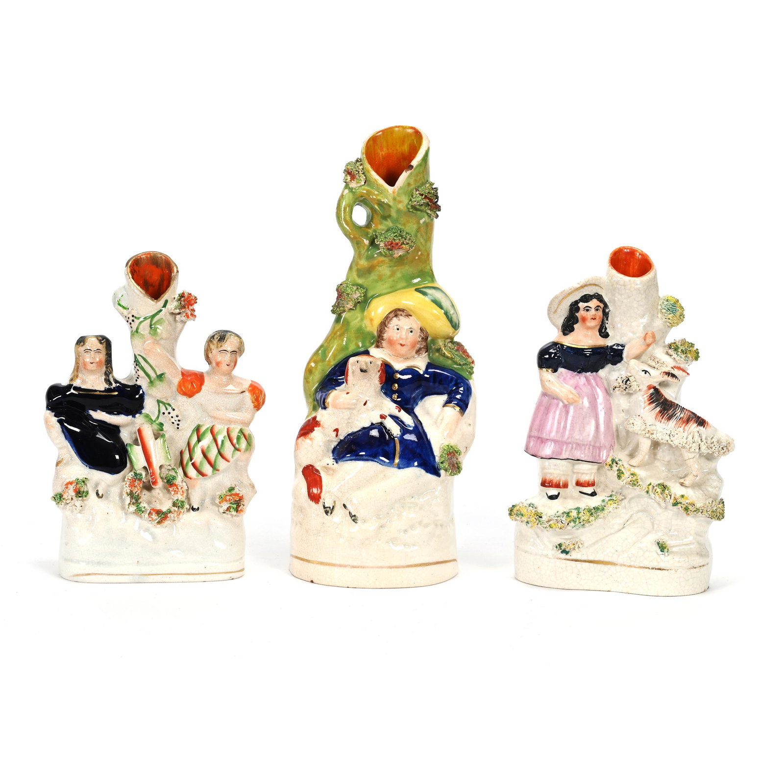 (3) Staffordshire Figural Bud Vases, Unmarked (1 of 3)
