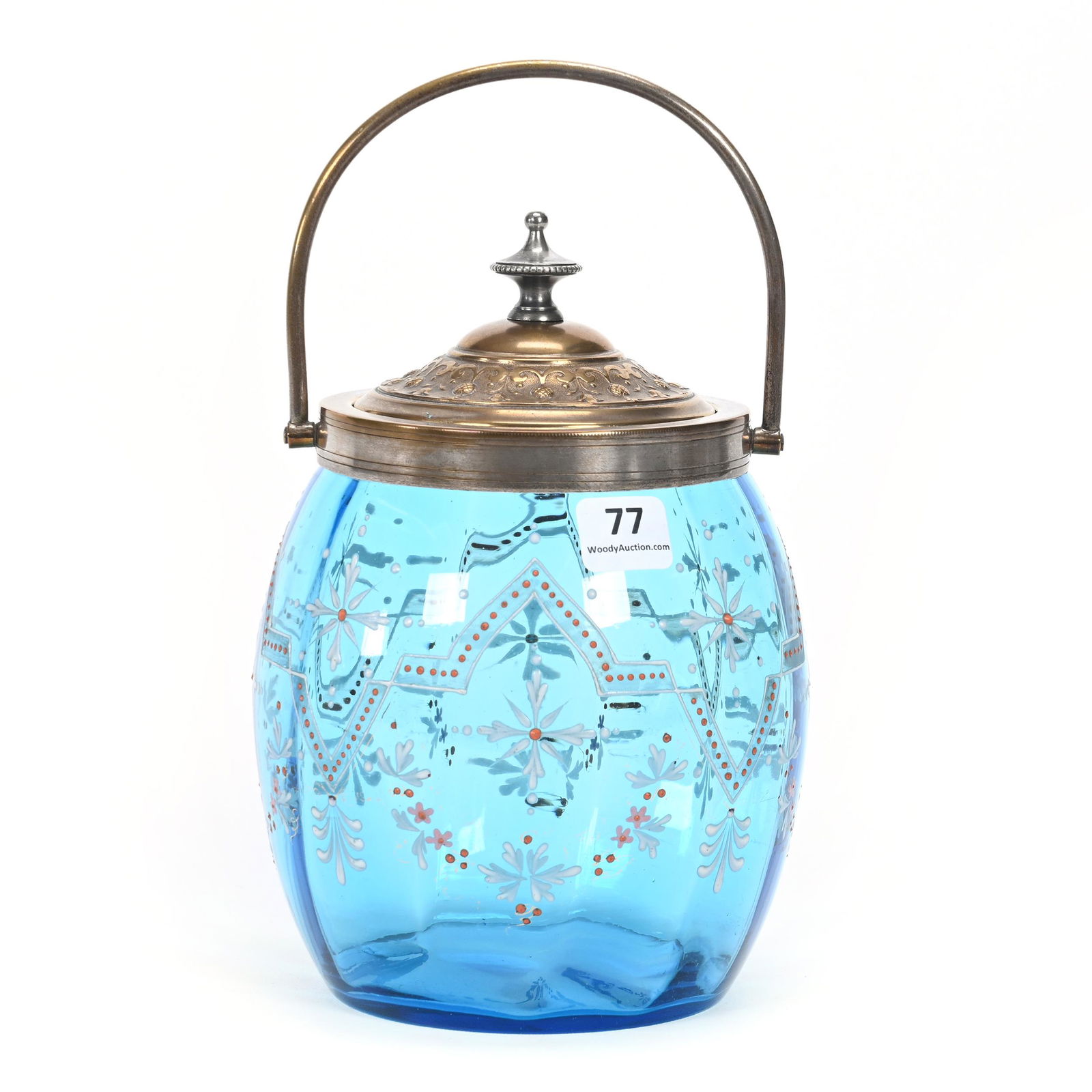 Biscuit Jar, Blue Optic Rib Art Glass (1 of 3)