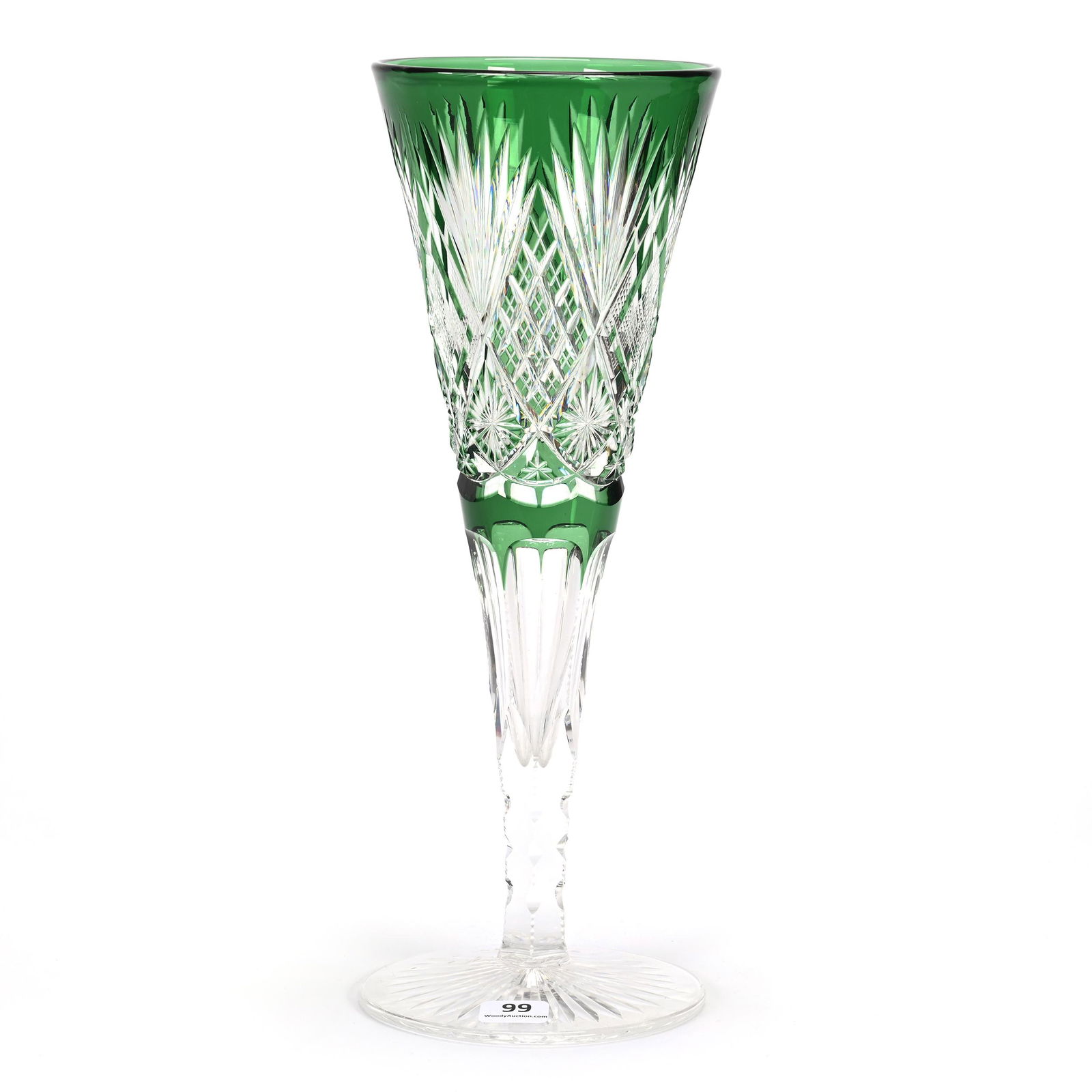 Trumpet Vase, BPCG, Green Cut To Clear (1 of 3)