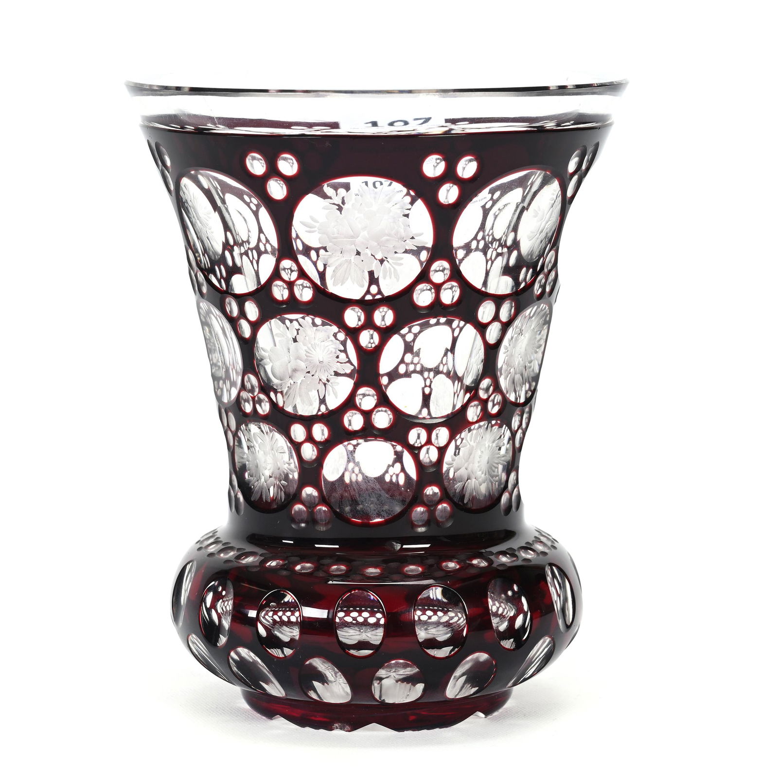 Beaker, Bohemian Art Glass, Ruby Overlay (1 of 3)