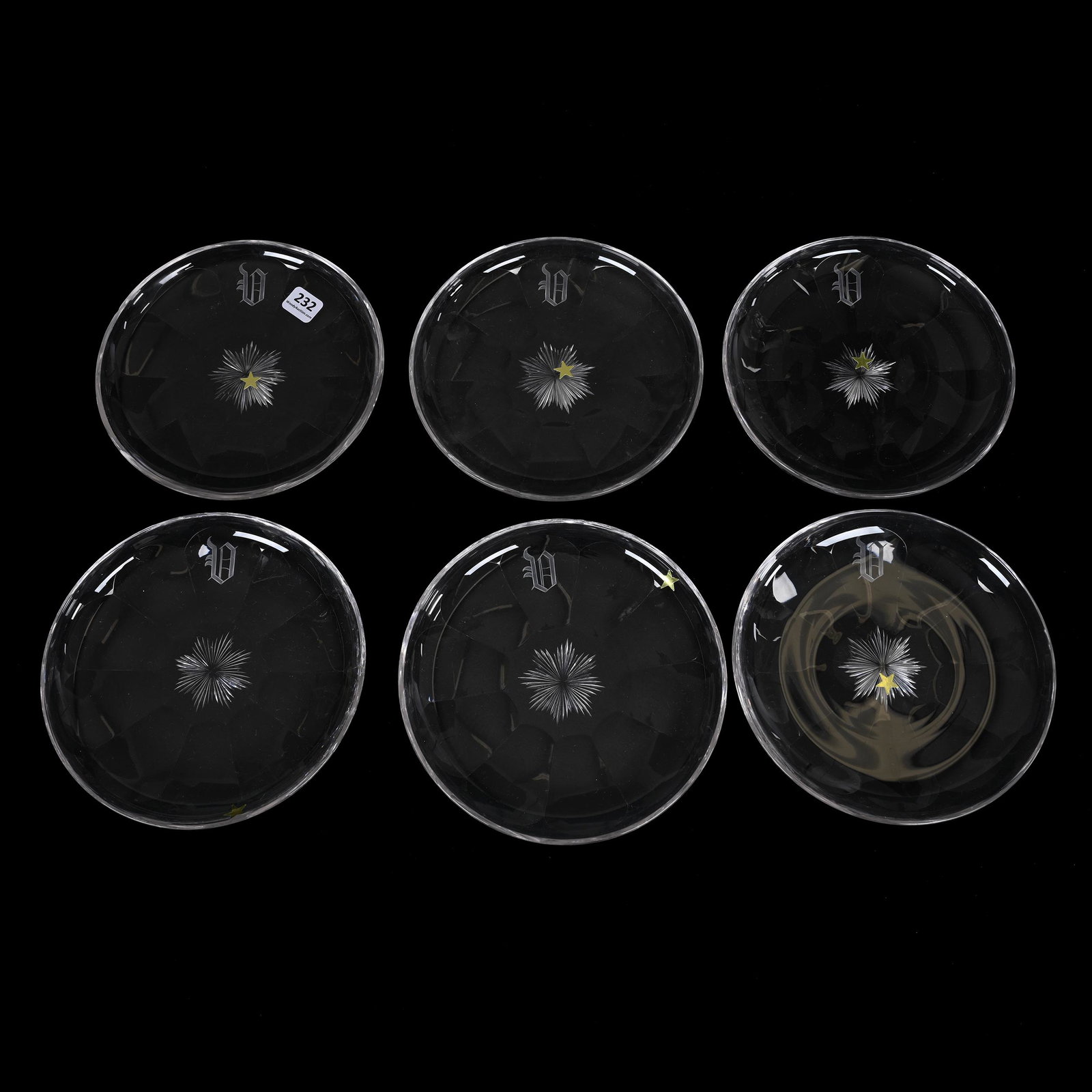 (6) Plates, American Brilliant Cut Glass, Signed Hawkes (1 of 3)