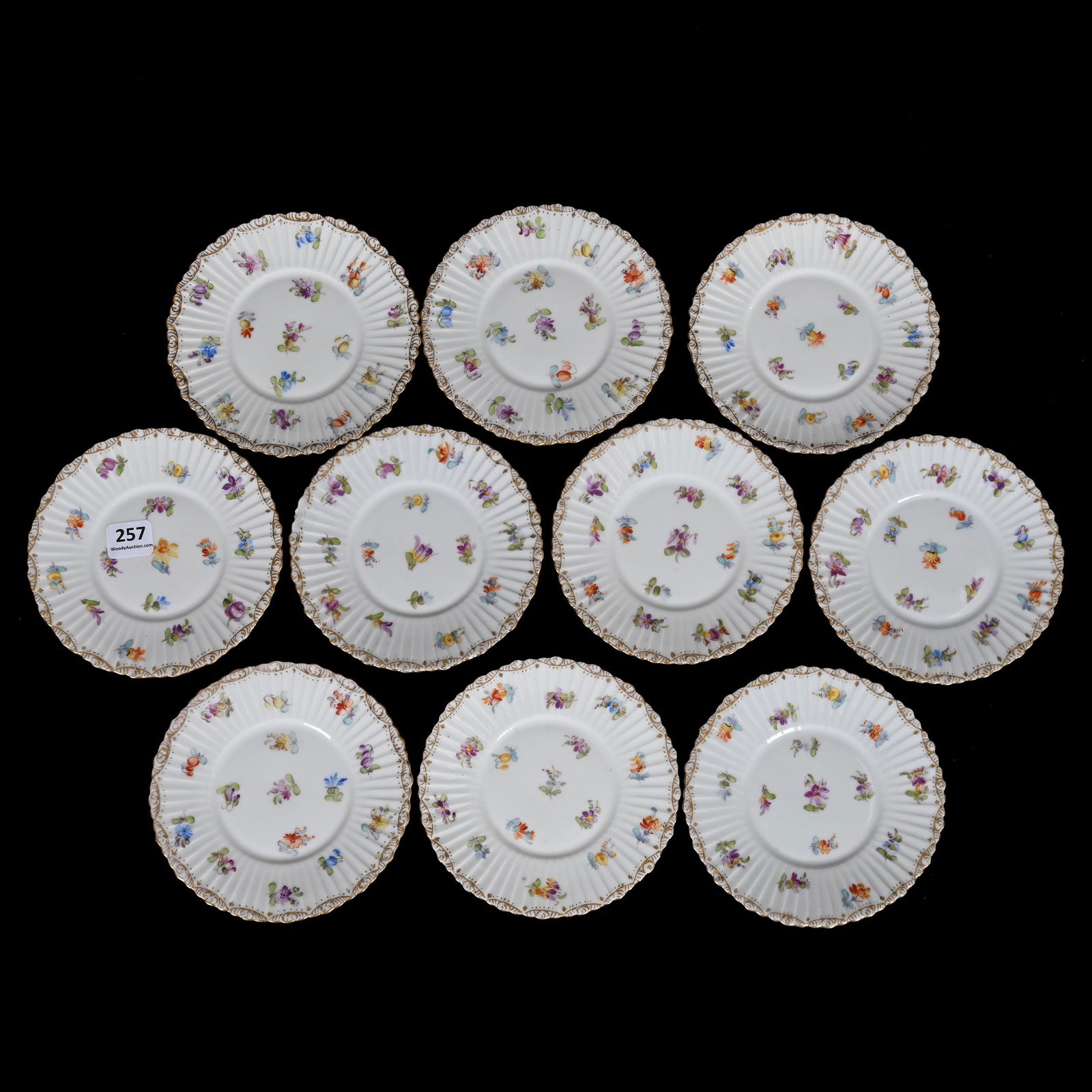 (10) Plates Marked Dresden Porcelain (1 of 3)