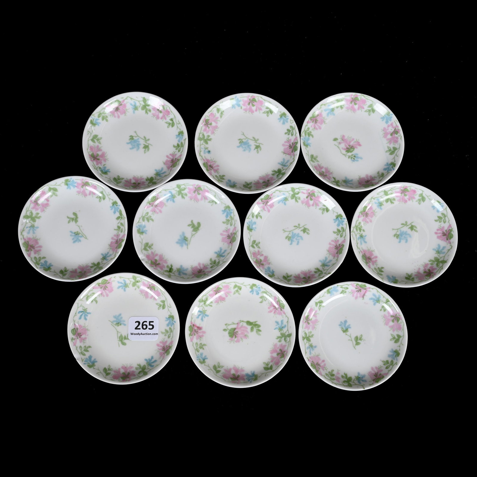 (10) Butter Pats Marked Limoges, Ca. 1900's: (10) Butter Pats Marked Limoges, Circa 1900's, 3", White With Pink And Blue Floral Decor, Two With Rim Chips, NY Private Collection.