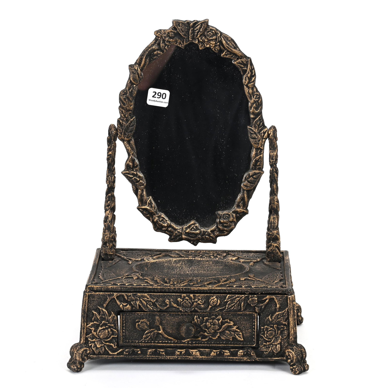 Modern Iron Jewel Box With Mirror: Modern Iron Jewel Box With Mirror, 13" x 9", Butterfly Design, Heavy, NY Private Collection.