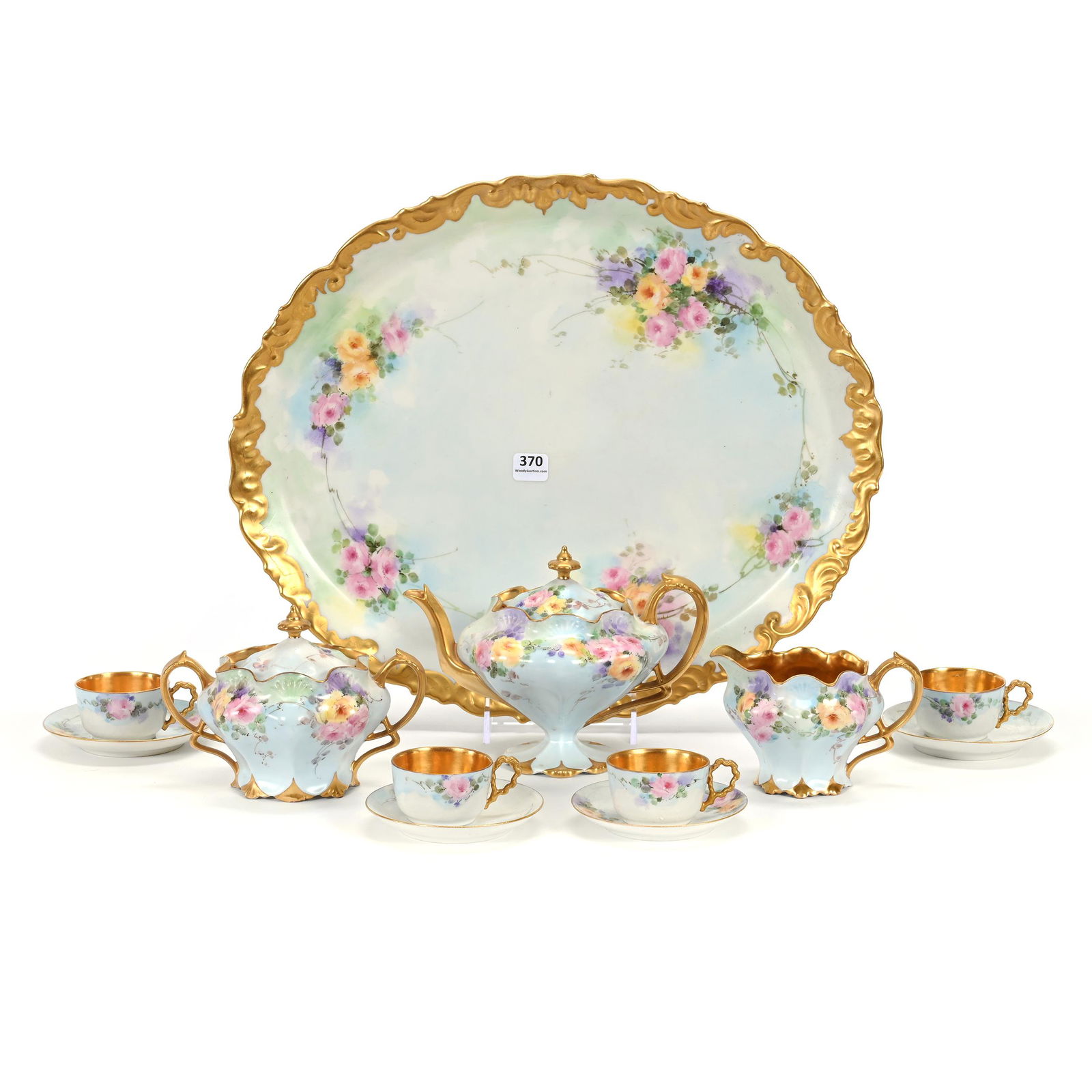 Tea Set, Eight Piece, Unmarked Porcelain (1 of 5)