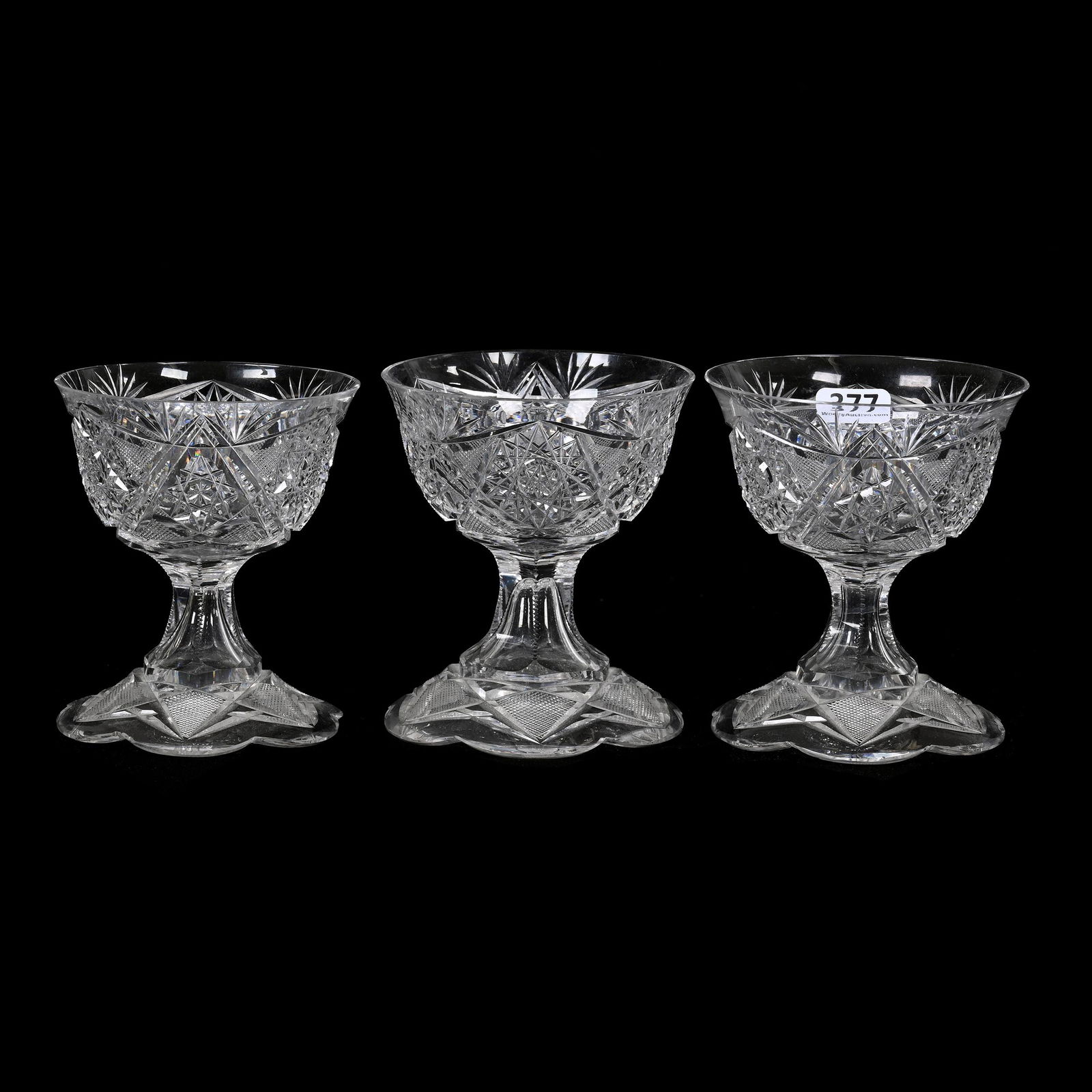 (3) Pedestal Punch Cups, American Brilliant Cut Glass (1 of 3)