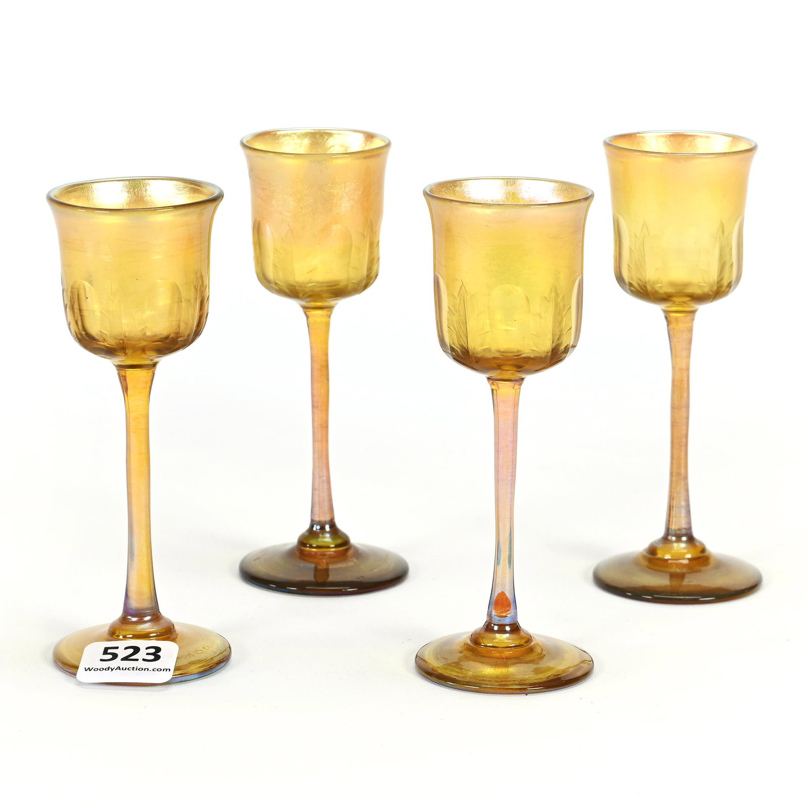(4) Cordial Stems Signed L.C.T.-Favrile Art Glass (1 of 5)
