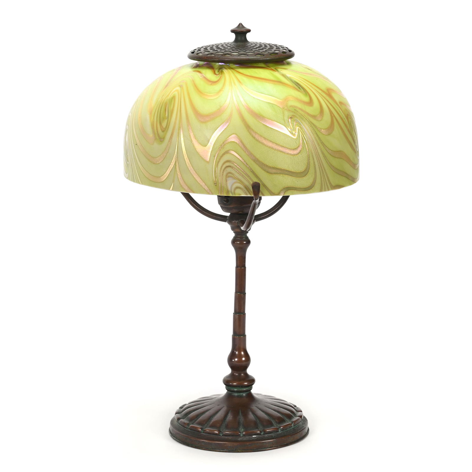 Desk Lamp, Bronze Base Marked Tiffany Studios #28606 (1 of 4)