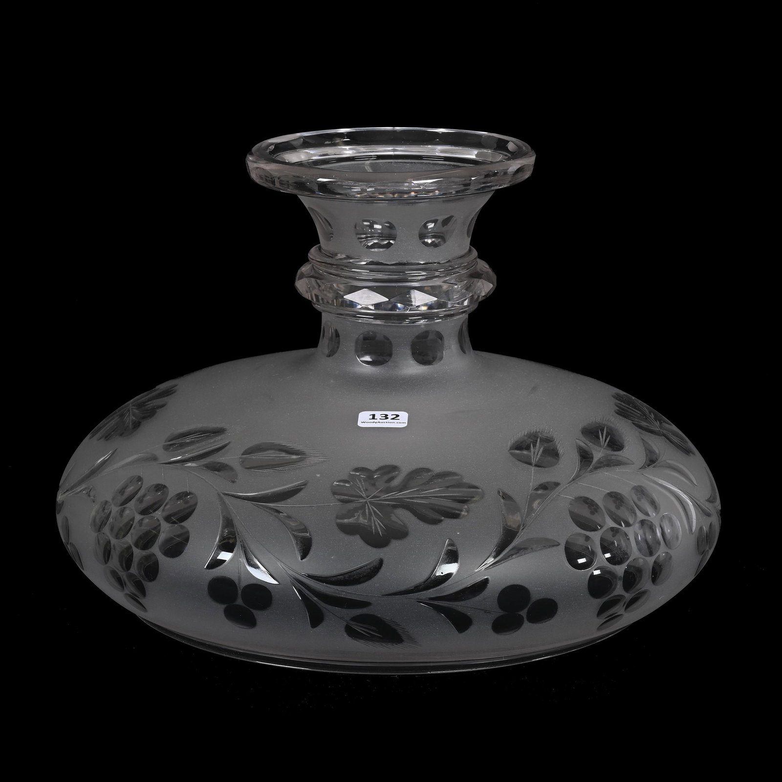 Lamp Shade, Frosted Glass W/Engraved Vintage Motif (1 of 3)