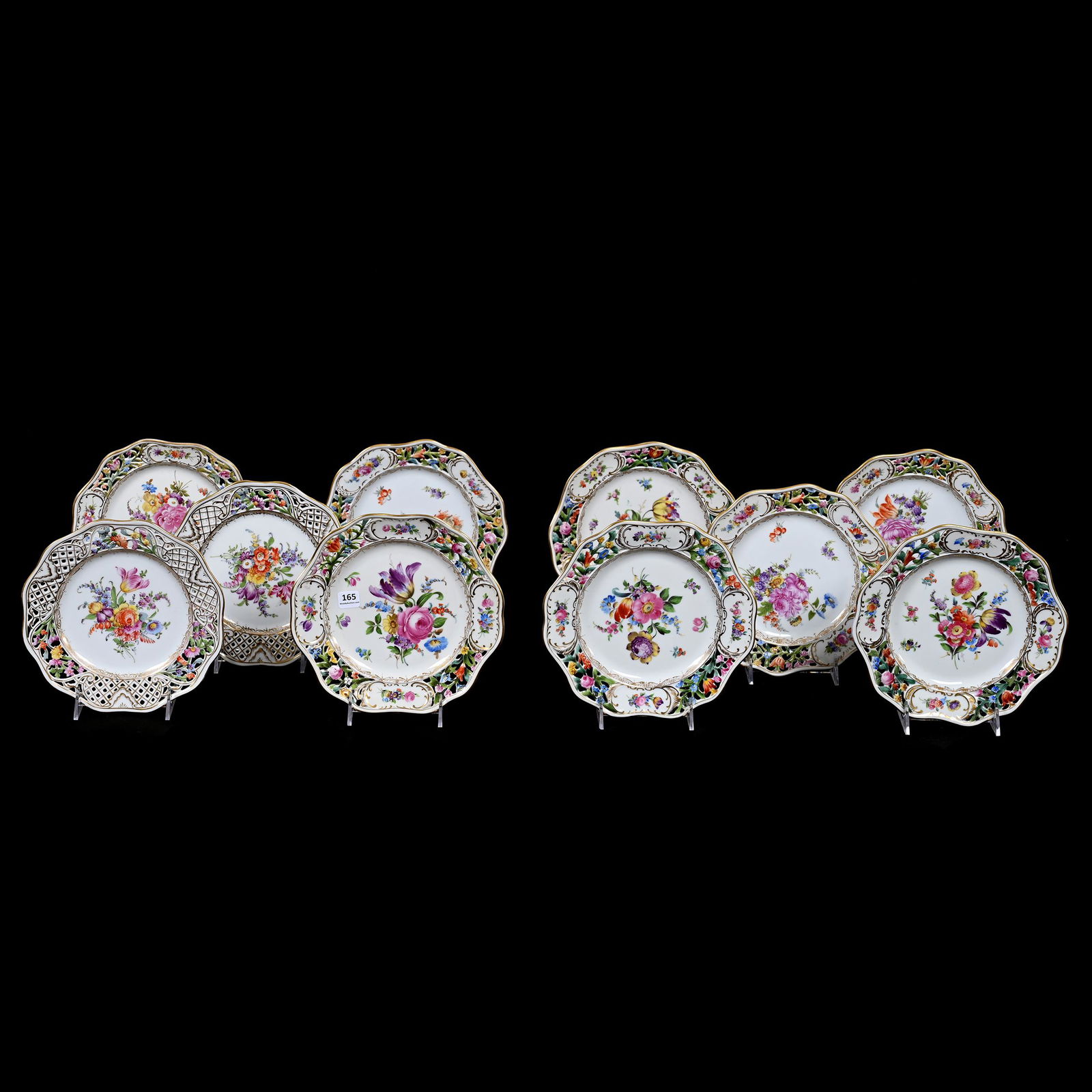 (10) Plates Marked Dresden Porcelain (1 of 5)