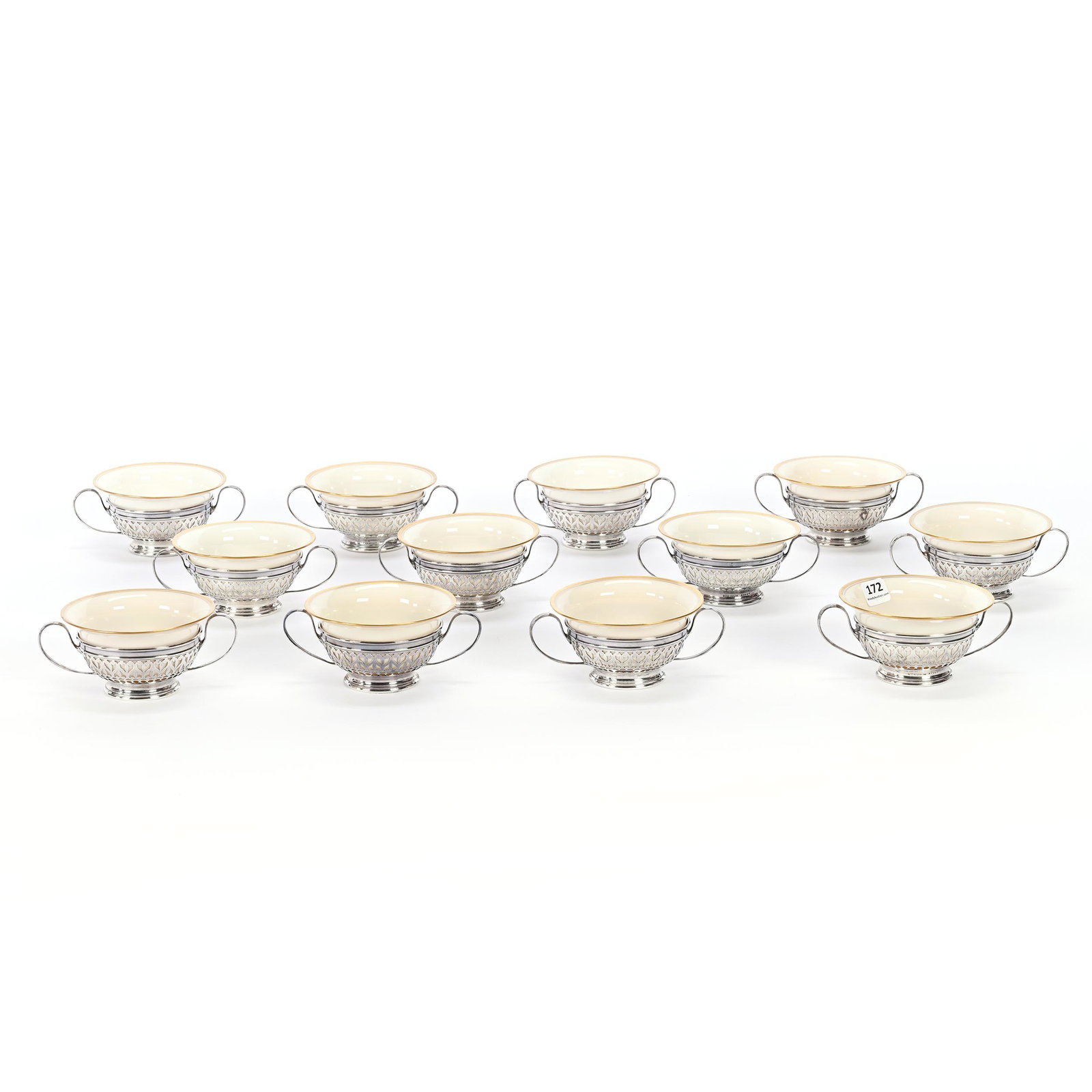 (12) Lenox Bouillon Cups In Gorham Sterling Holders (1 of 4)