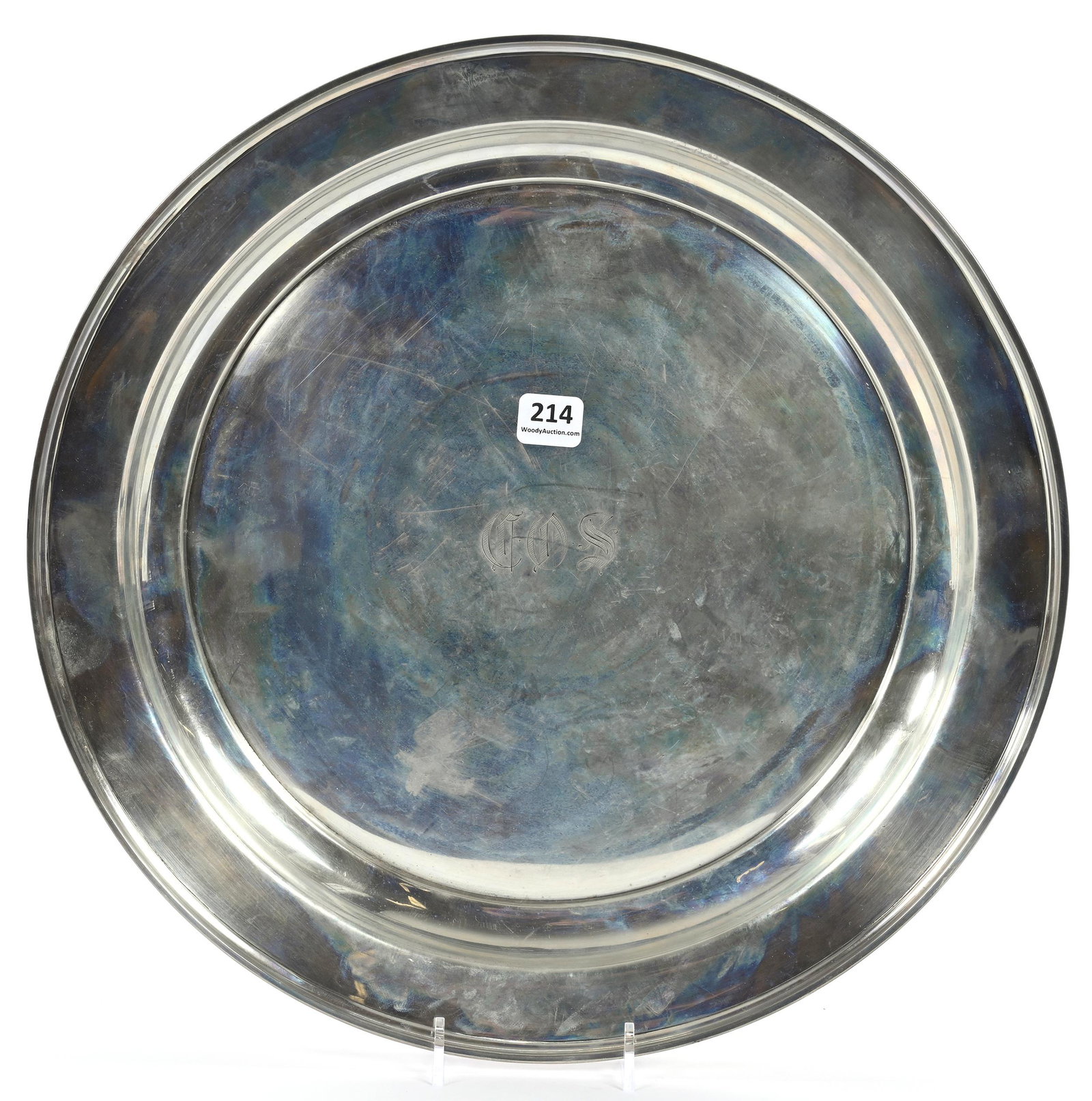 Round Tray Marked Ellmore #1814 Sterling Silver (1 of 3)