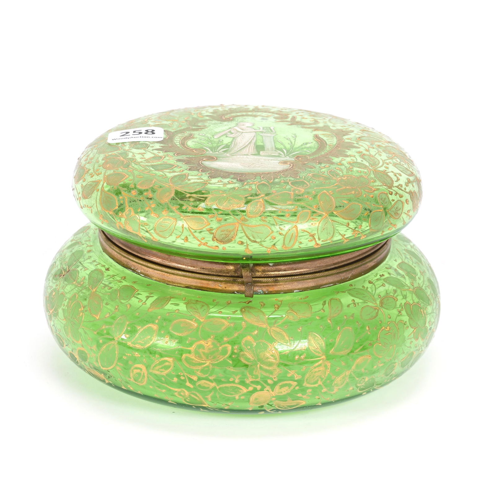 Covered Box, Green Art Glass (1 of 4)