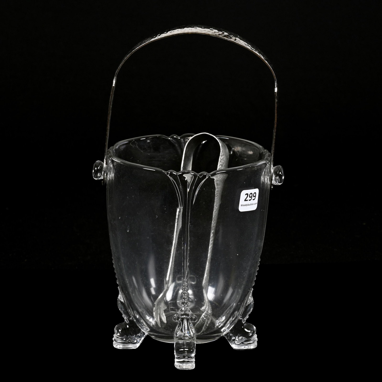 Ice Bucket, Clear Glass, Dolphin Feet (1 of 3)