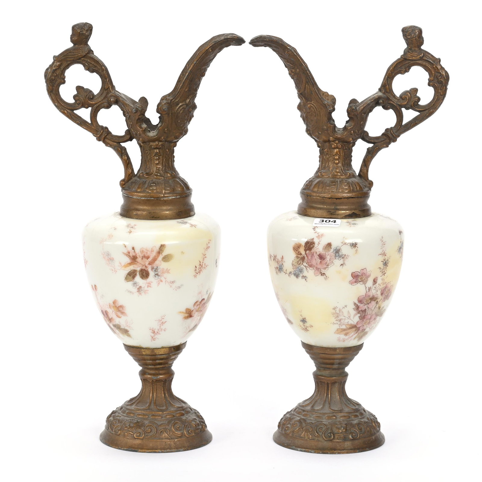 Pair Pedestal Ewers, Unmarked Wave Crest Style (1 of 3)
