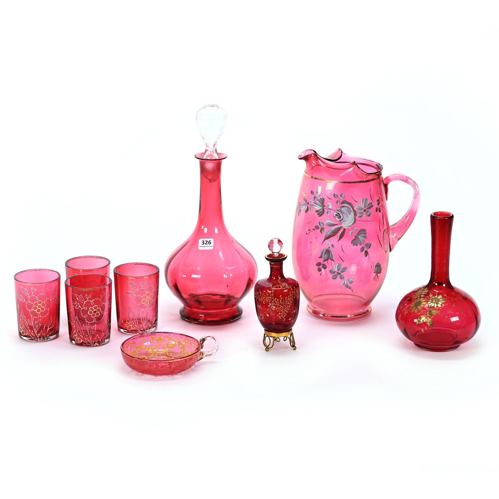 (8) Assorted Cranberry Art Glass Items (1 of 4)