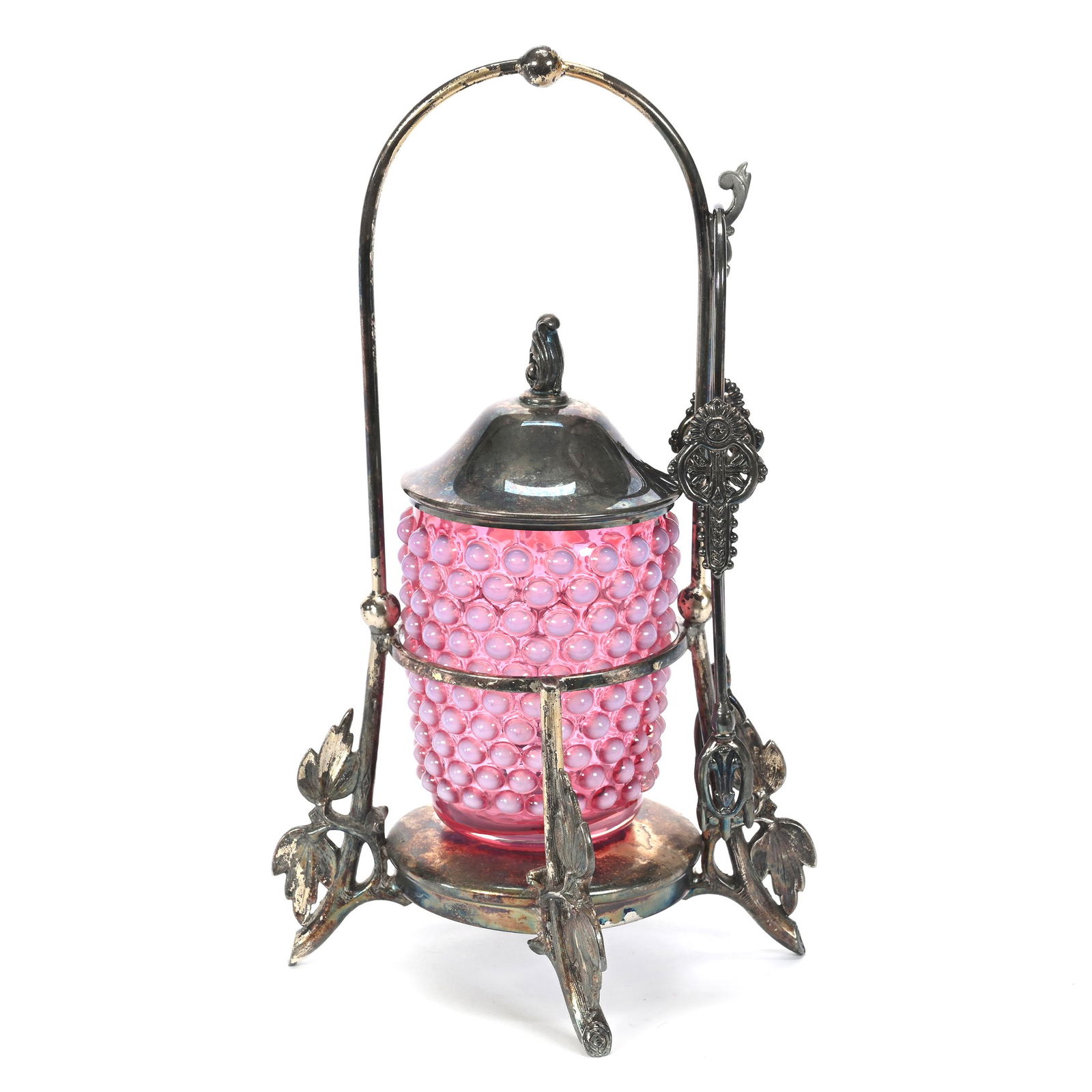 Victorian Pickle Castor, Cranberry Opalescent Insert (1 of 4)