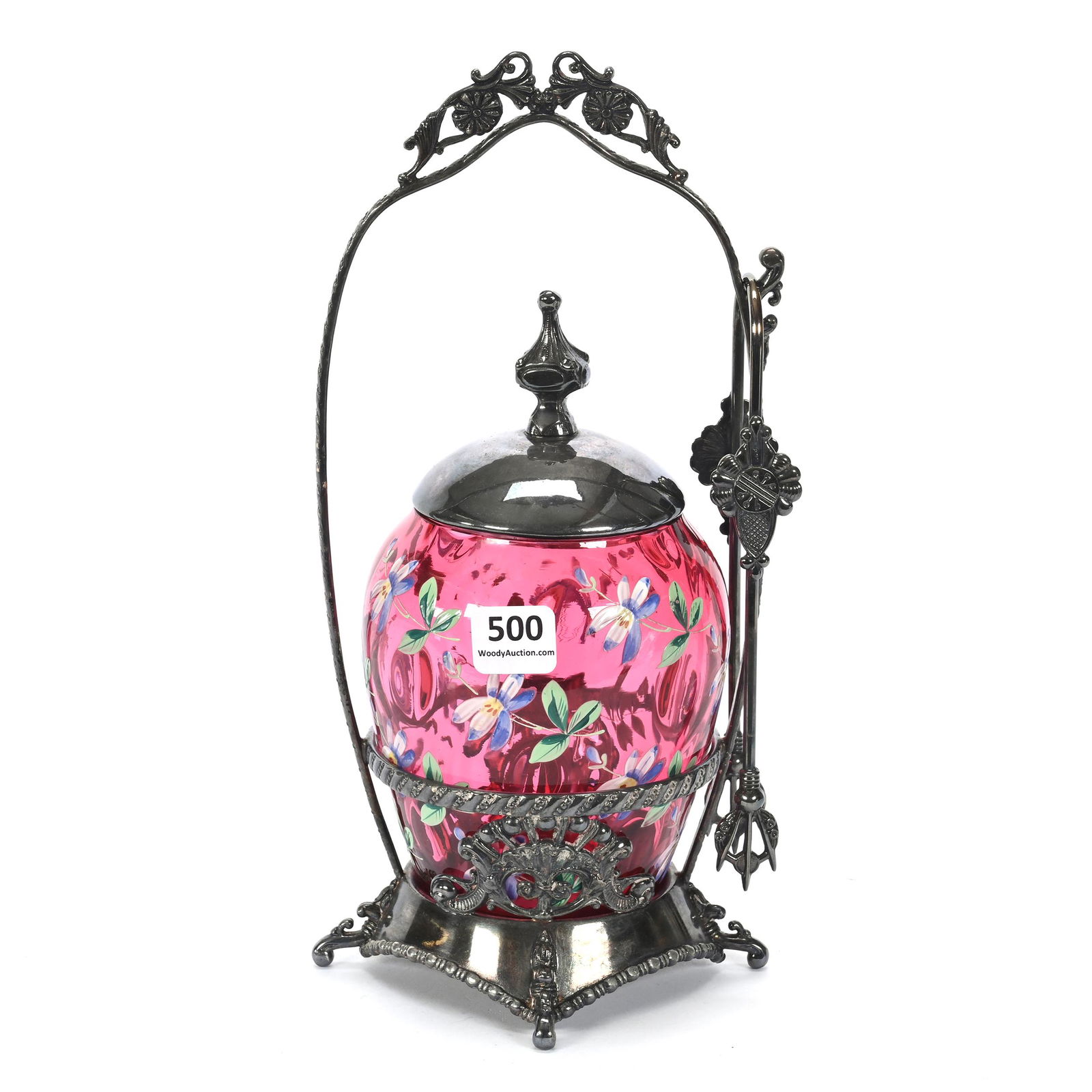 Victorian Pickle Castor, Cranberry Opalescent Insert (1 of 3)