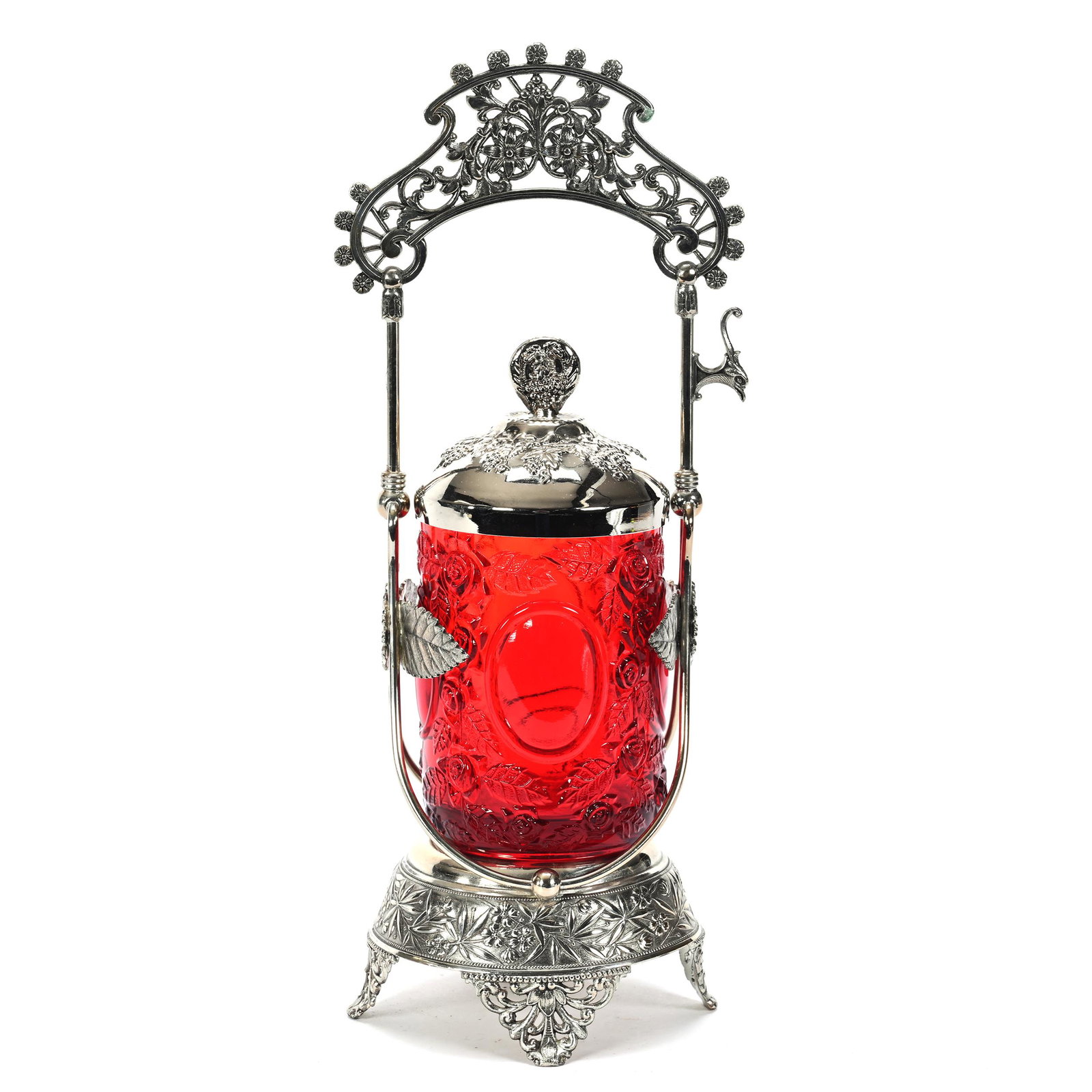 Victorian Pickle Castor, Red Glass Insert (1 of 4)