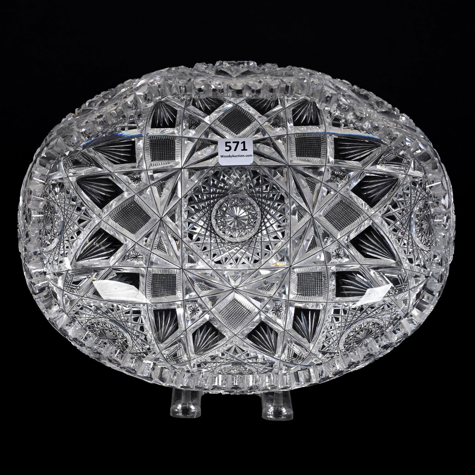 Oval Bowl, American Brilliant Cut Glass, Signed J. Hoare (1 of 5)