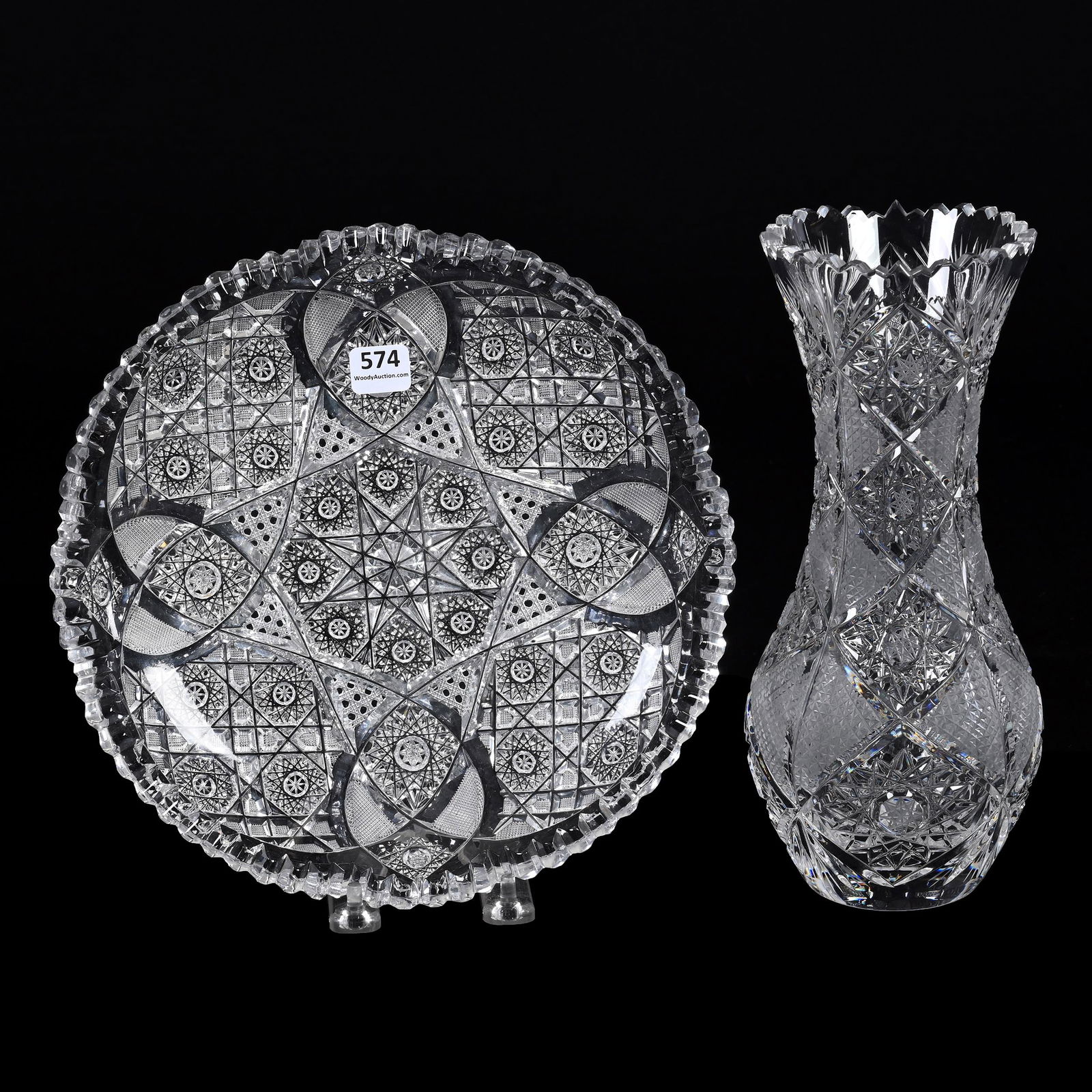 (2) Contemporary Cut Glass Items (1 of 3)