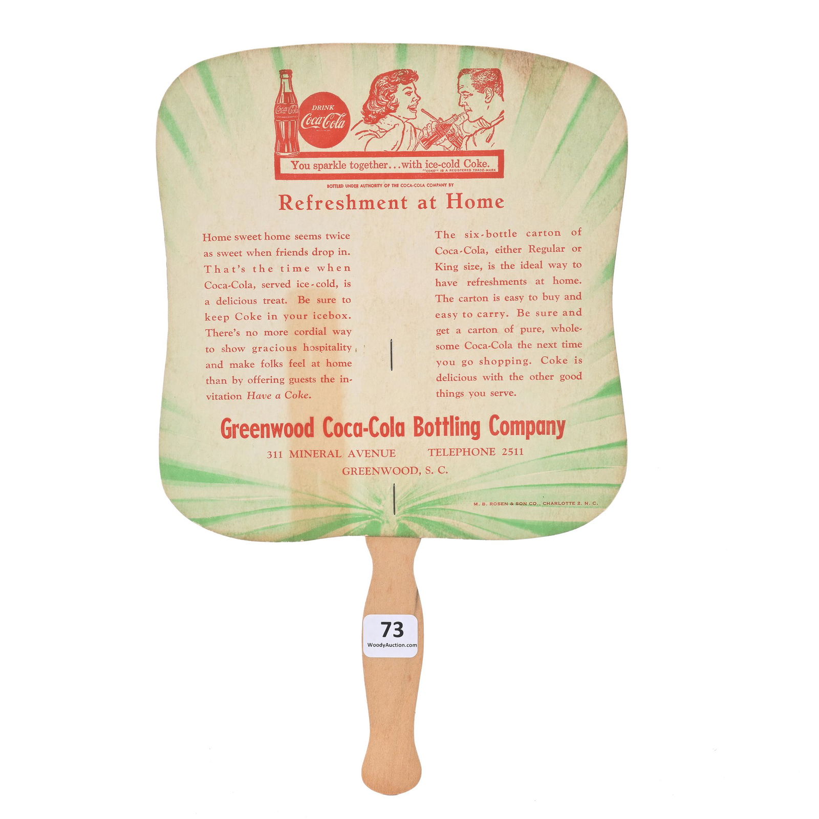 1940's Paddle Fan Advertising Coca-Cola (1 of 2)