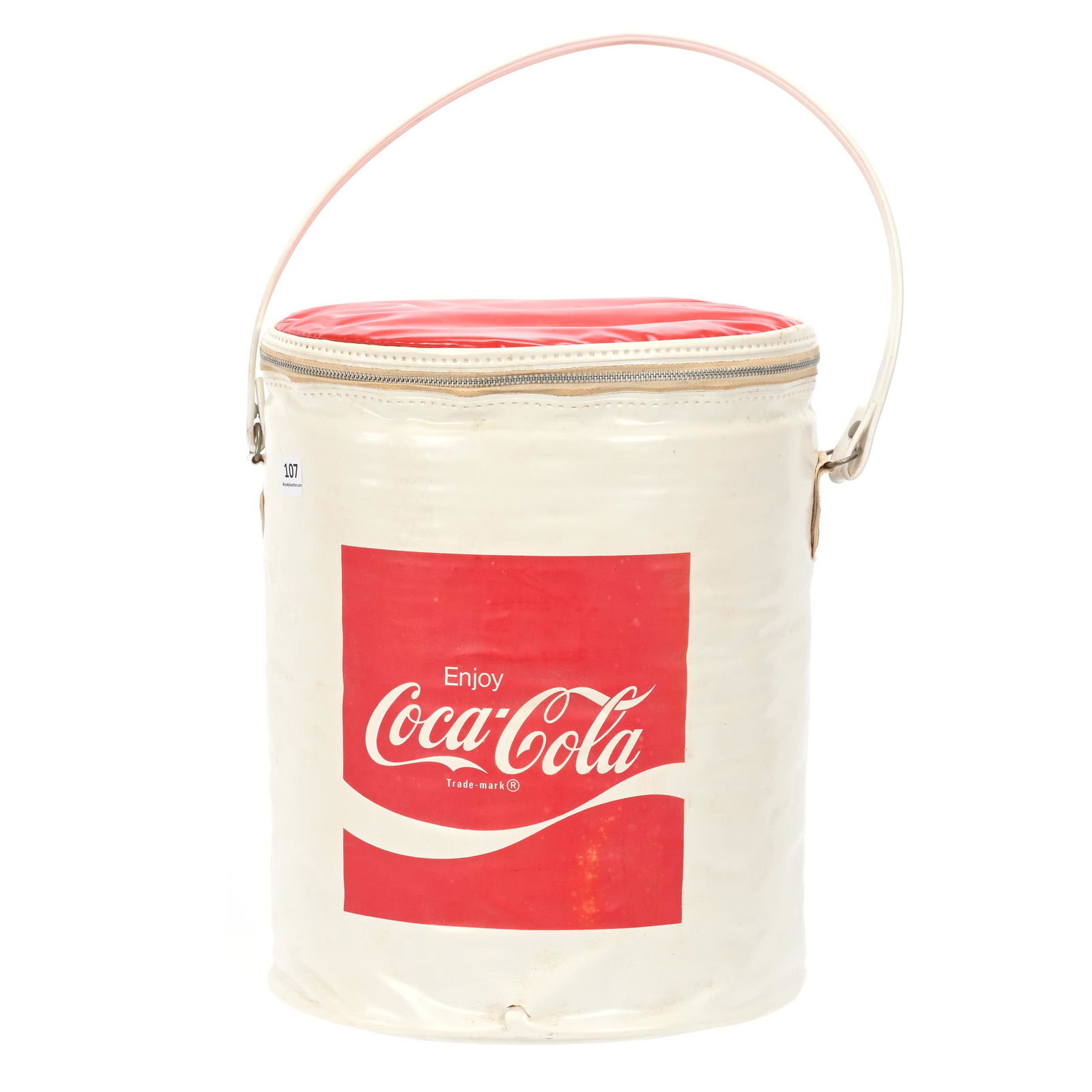 Round White/Red Vinyl Cooler, Coca-Cola, 1960's (1 of 2)
