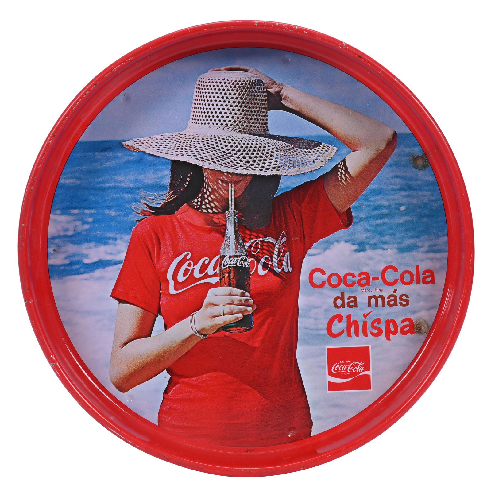 1960's Coca-Cola Mexican Tray, "Girl In Floppy Hat" (1 of 3)