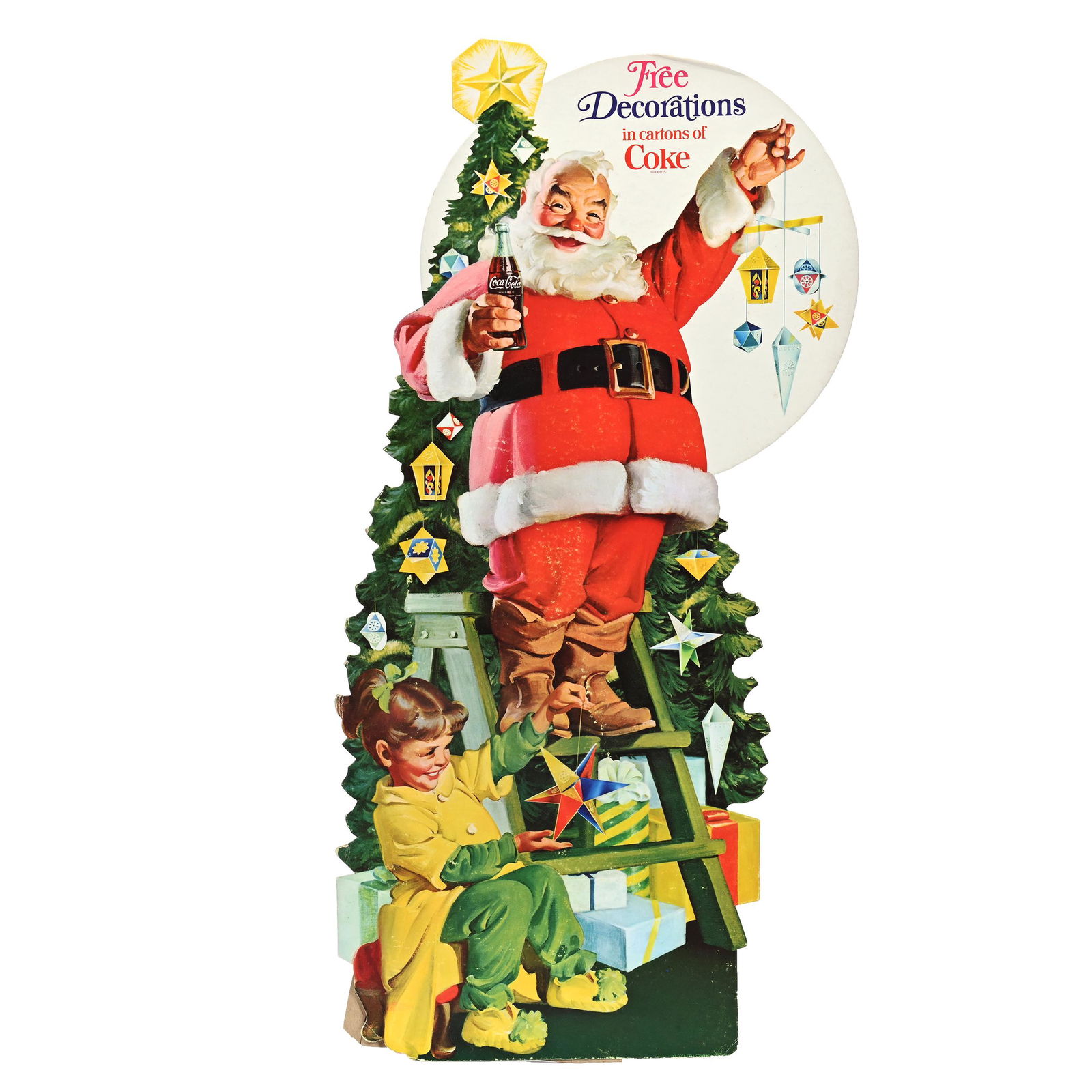 Cardboard Easel Sign, Coca-Cola Santa,1960's (1 of 2)
