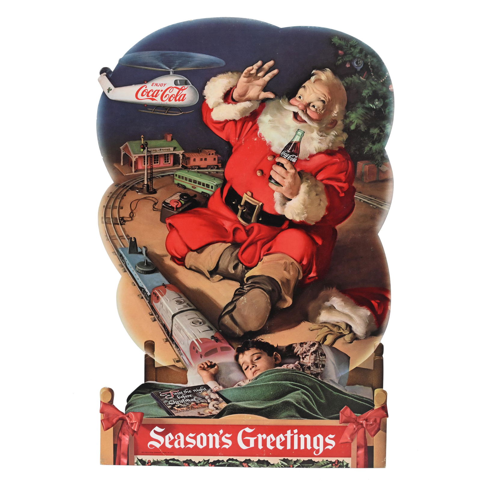 Cardboard Easel Sign, Coca-Cola, Santa, 1960's (1 of 2)