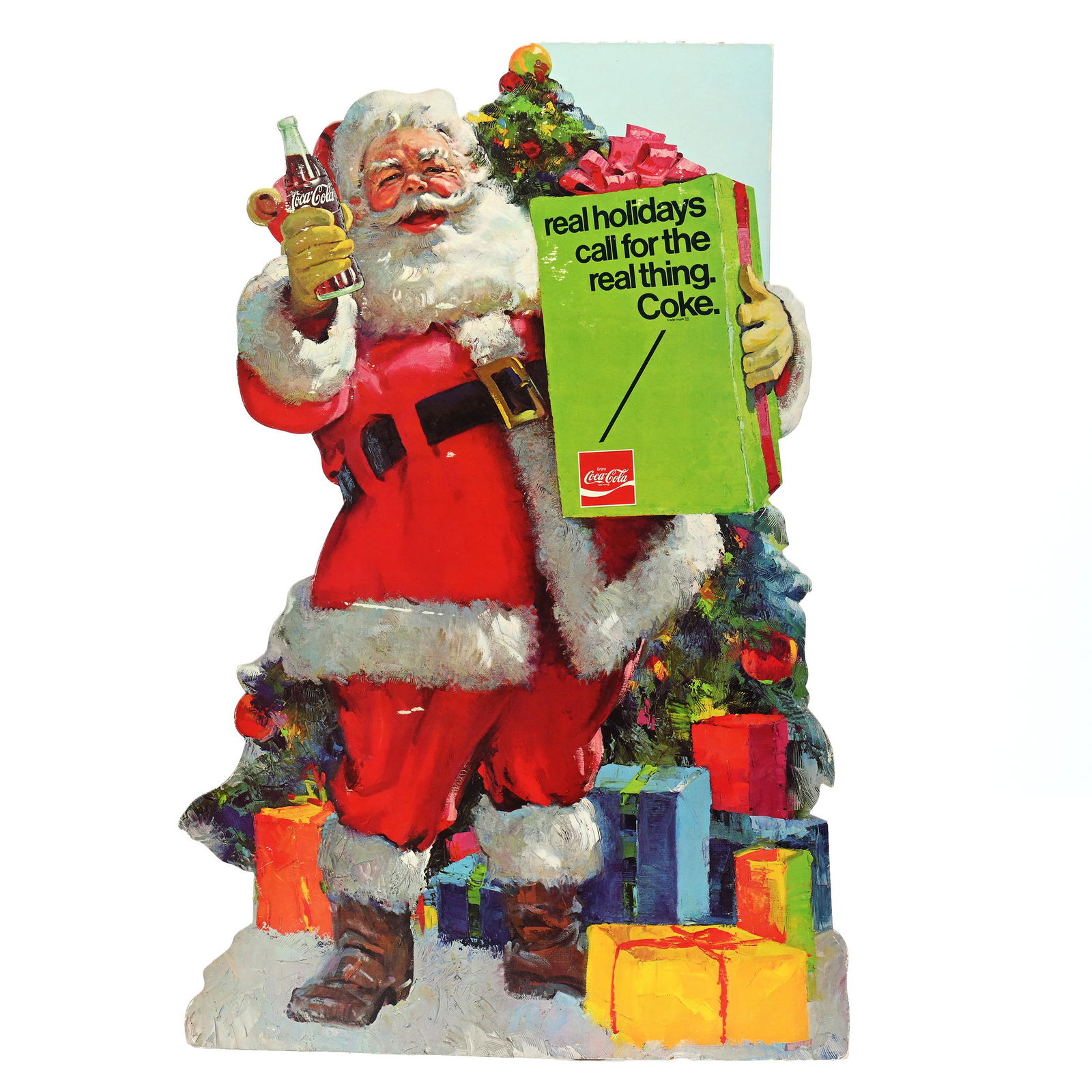 Cardboard Easel Sign, Coca-Cola, Santa Cut-Out, 1970's-80's (1 of 2)