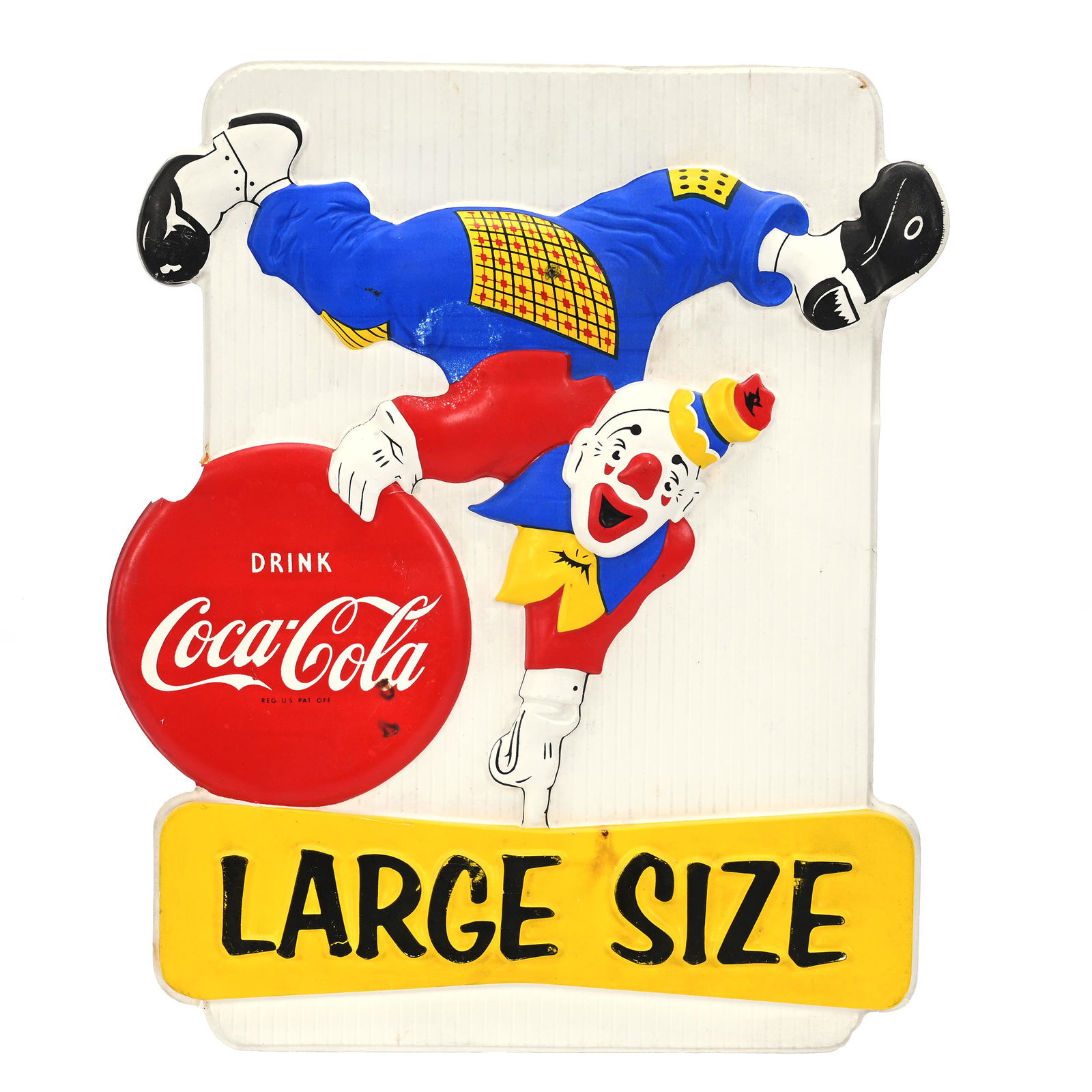 1960's Coca-Cola Vacuform Sign, Clown On Finger (1 of 2)