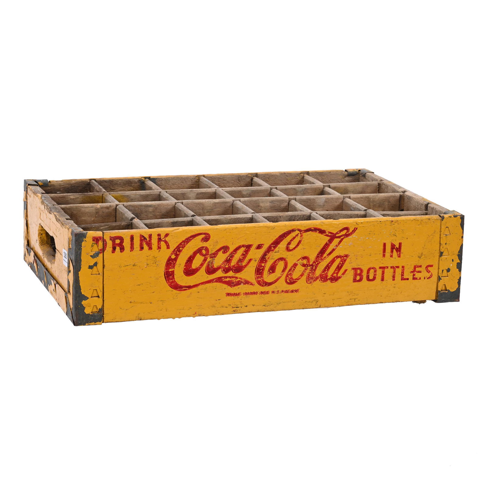 Yellow Wooden Crate W/Dividers, Coca-Cola, 1950's-60's (1 of 3)