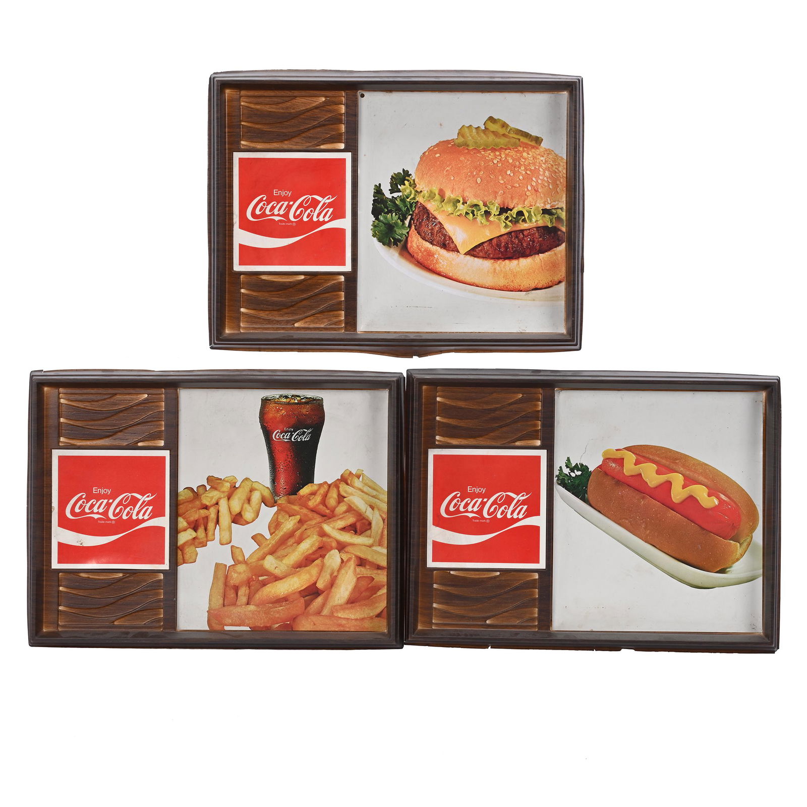 Set Of (3) Coca-Cola Plastic Signs With Wave Design (1 of 6)