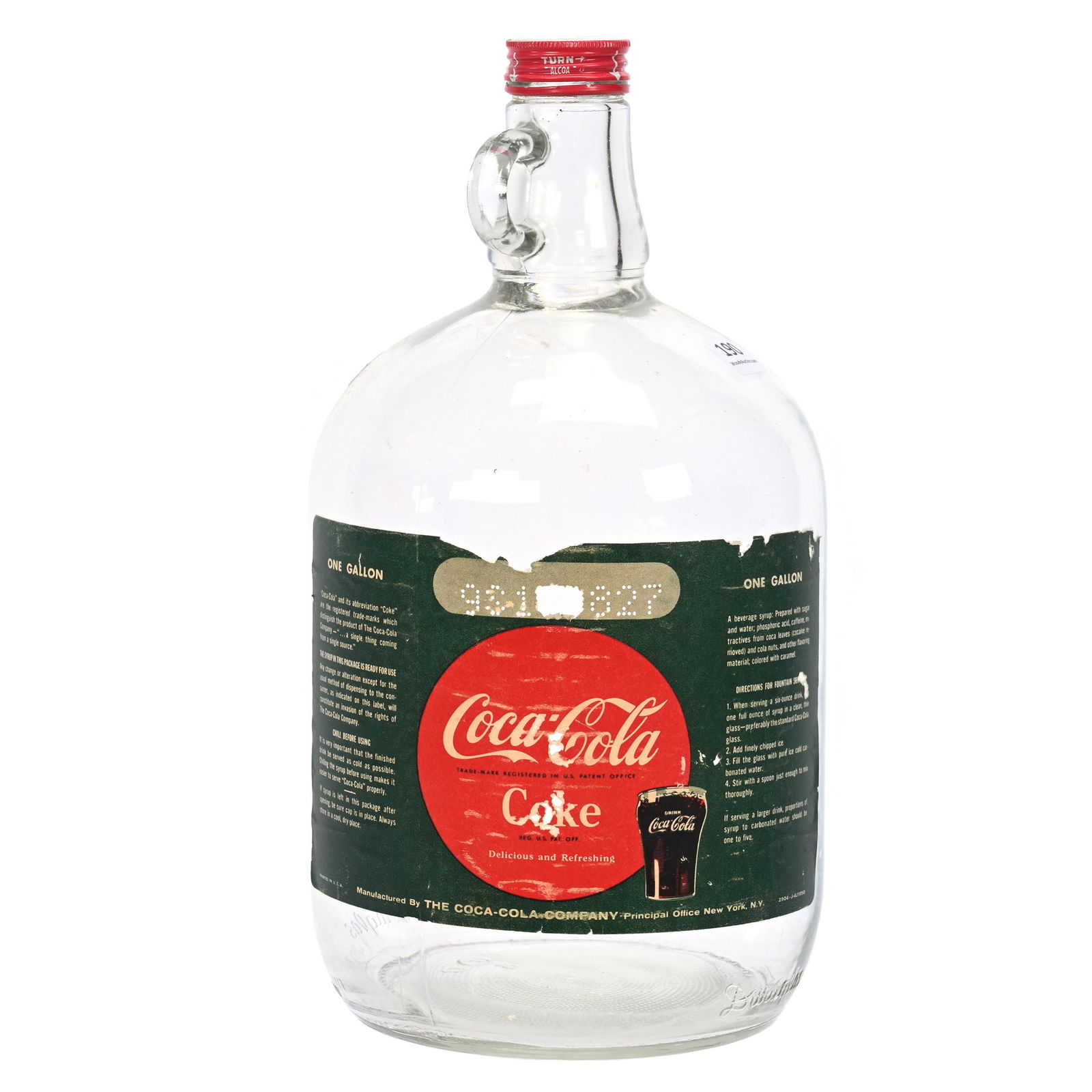 One Gallon Glass Syrup Jug, Coca-Cola, 1950's (1 of 3)