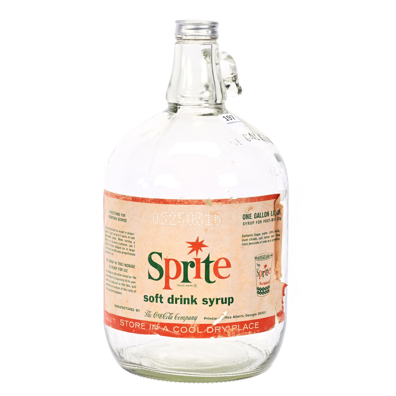 One Gallon Glass Syrup Jug, Sprite (1 of 3)