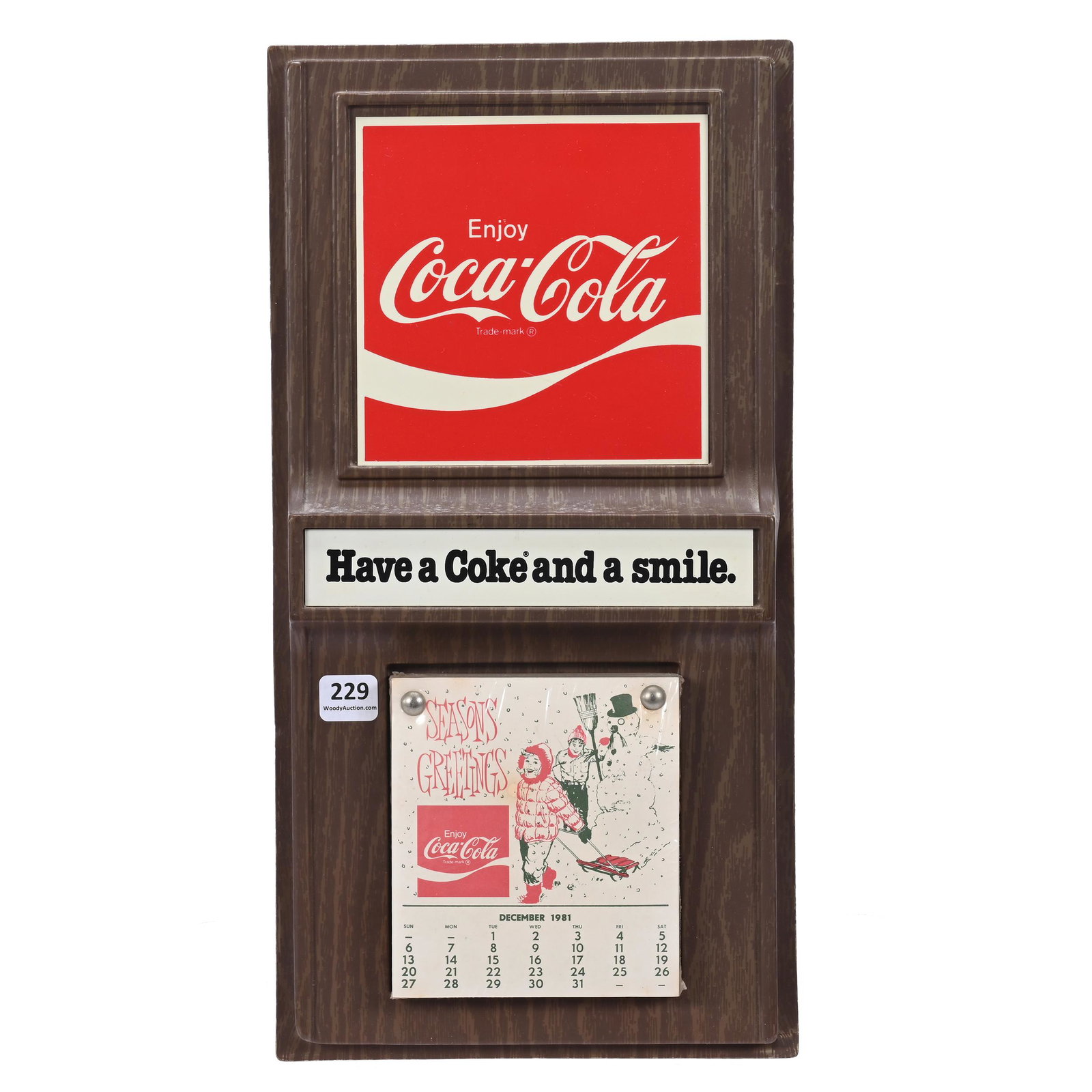 1982 Coca-Cola Plastic "Mirror Products" Calendar (1 of 2)
