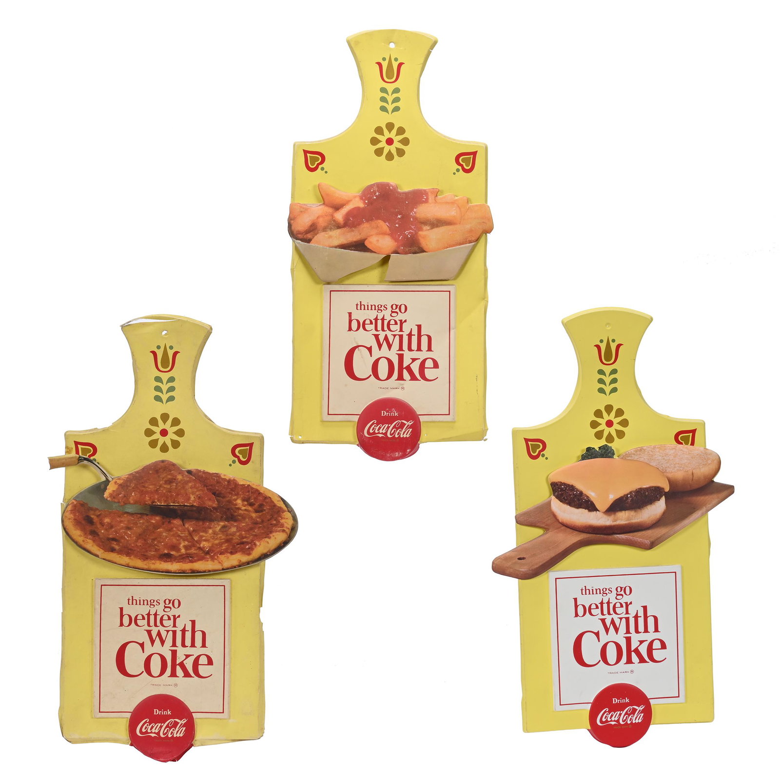 1960's Coca-Cola Set Of (3) Vacuform Trivet Signs (1 of 5)